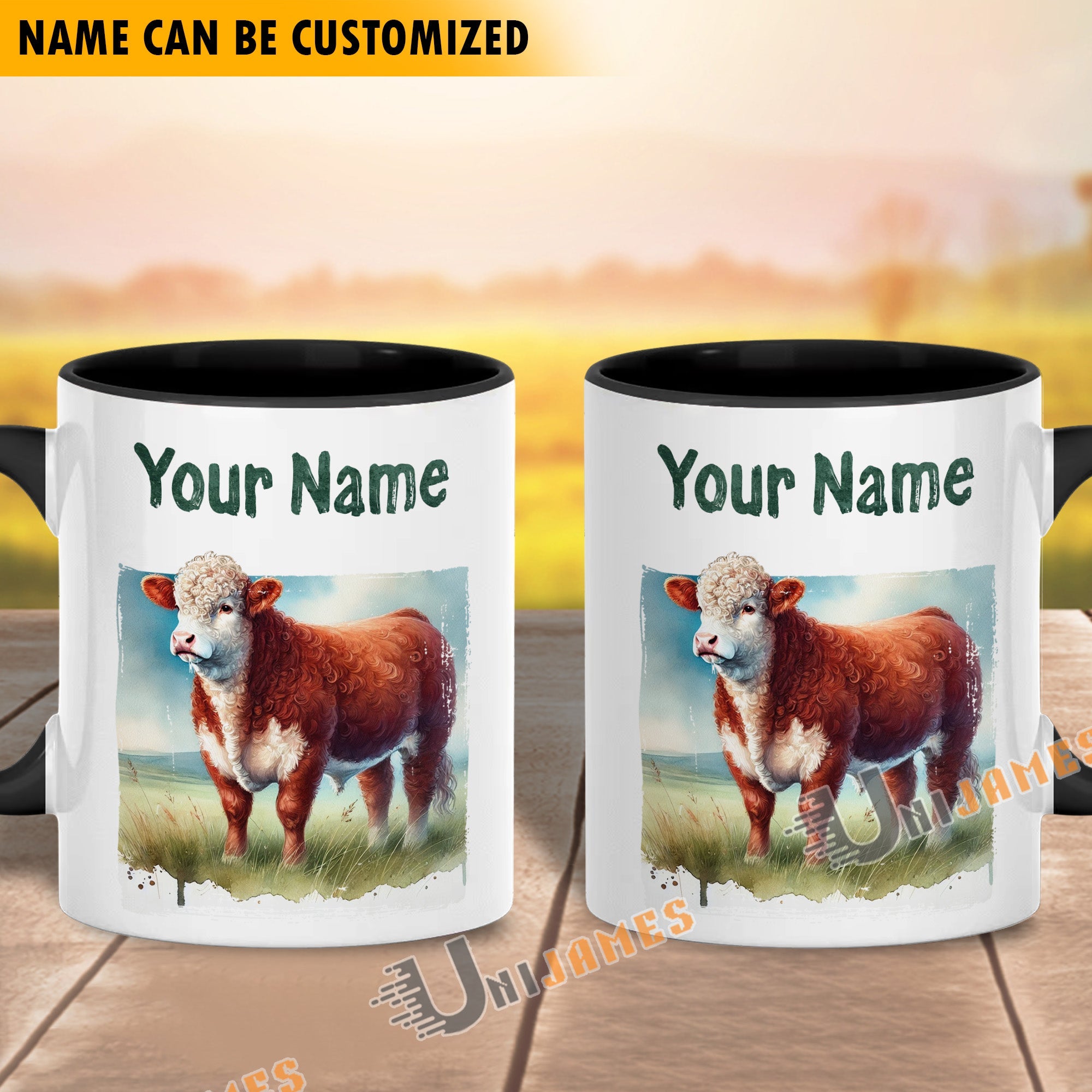 Hereford Personalized Name Two Tone Mug