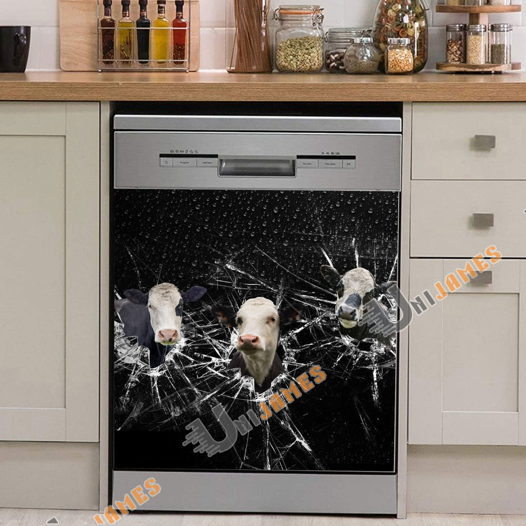 Black Baldy Broken Glasses Dishwasher Door Cover
