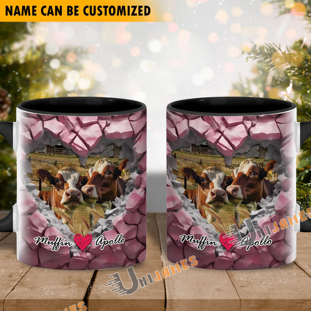 Holstein Couple Personalized Name Two Tone Mug