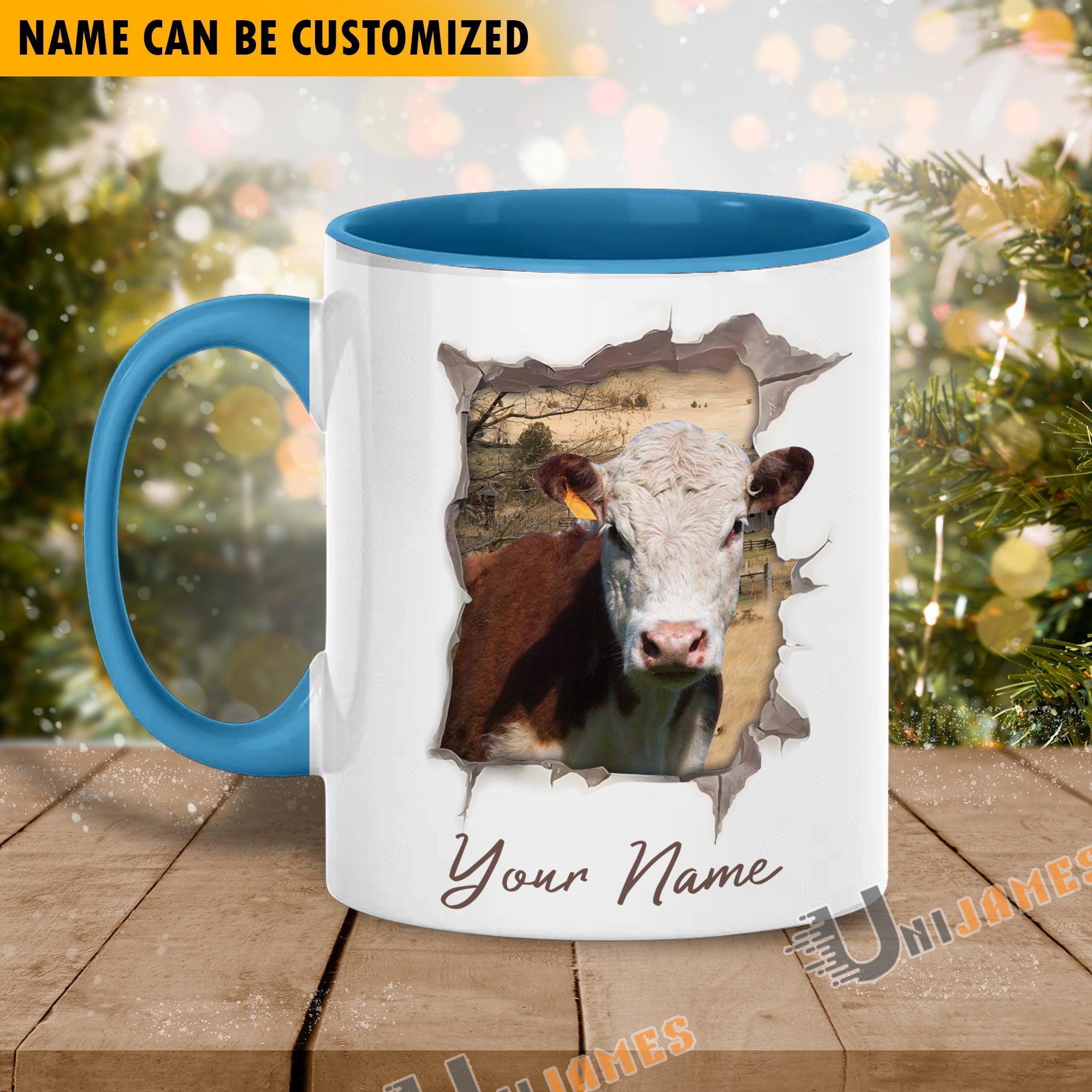 Hereford Funny Personalized Name Two Tone Mug