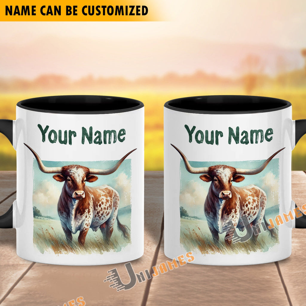 Texas Longhorn Personalized Name Two Tone Mug