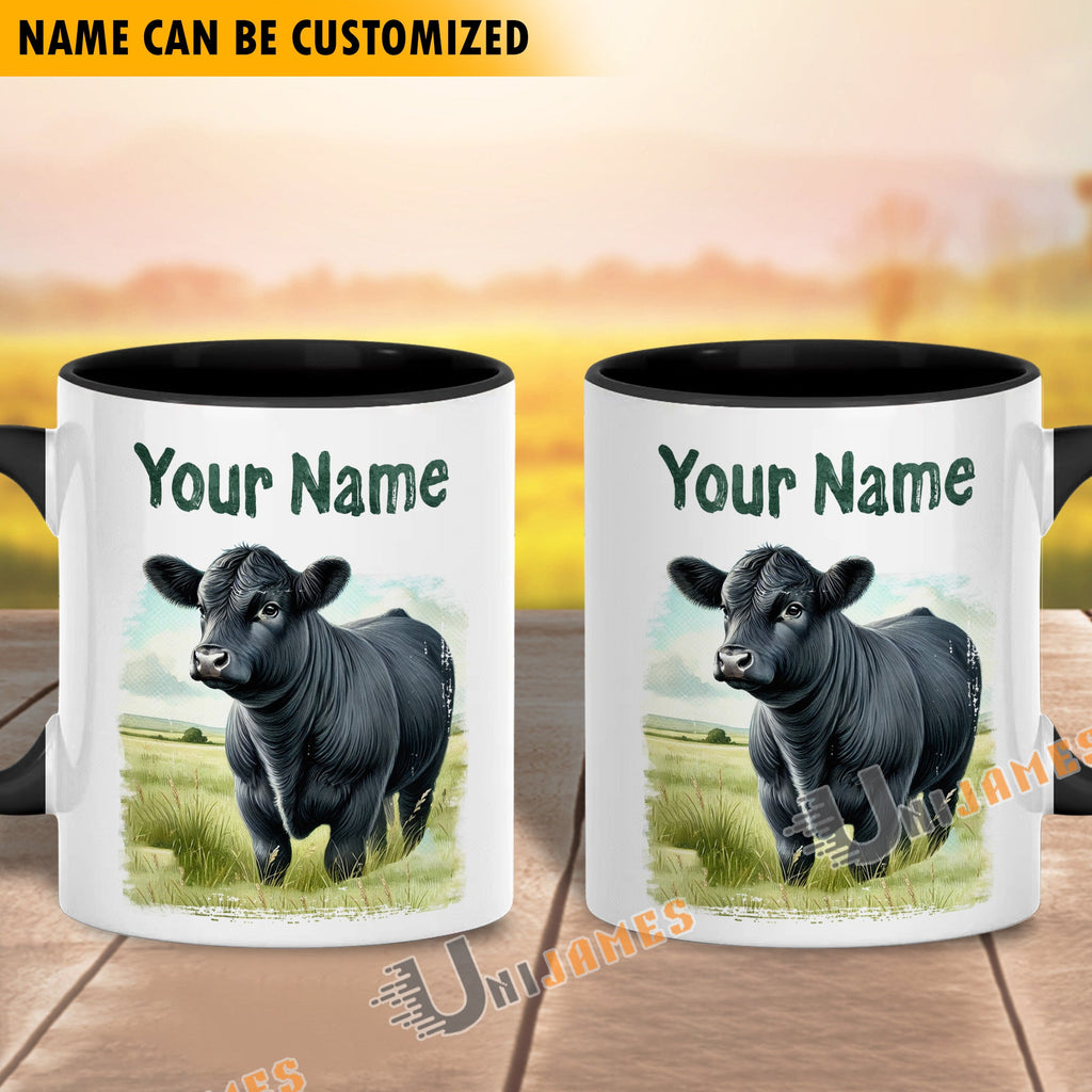 Black Angus Personalized Name Two Tone Mug