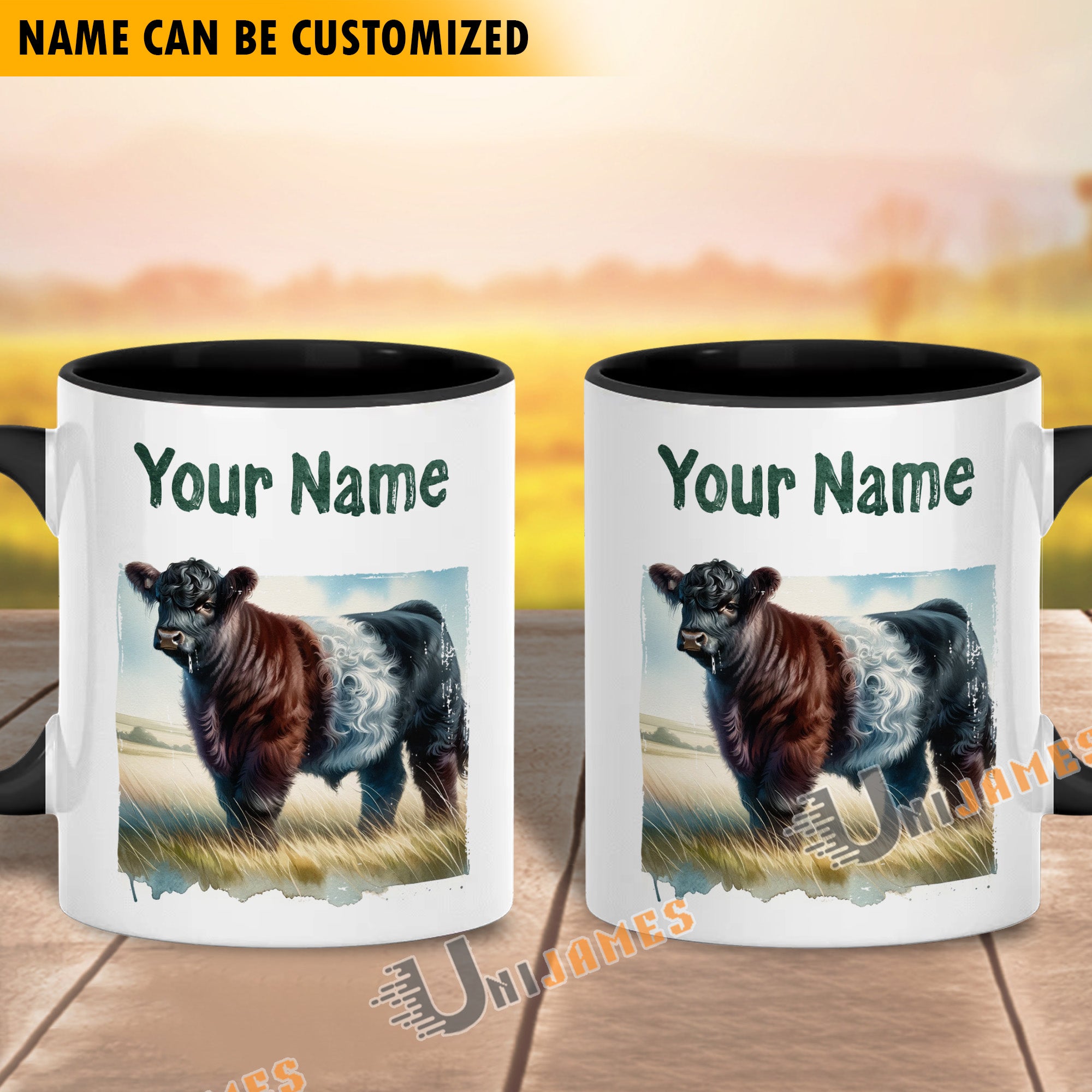 Belted Galloway Personalized Name Two Tone Mug