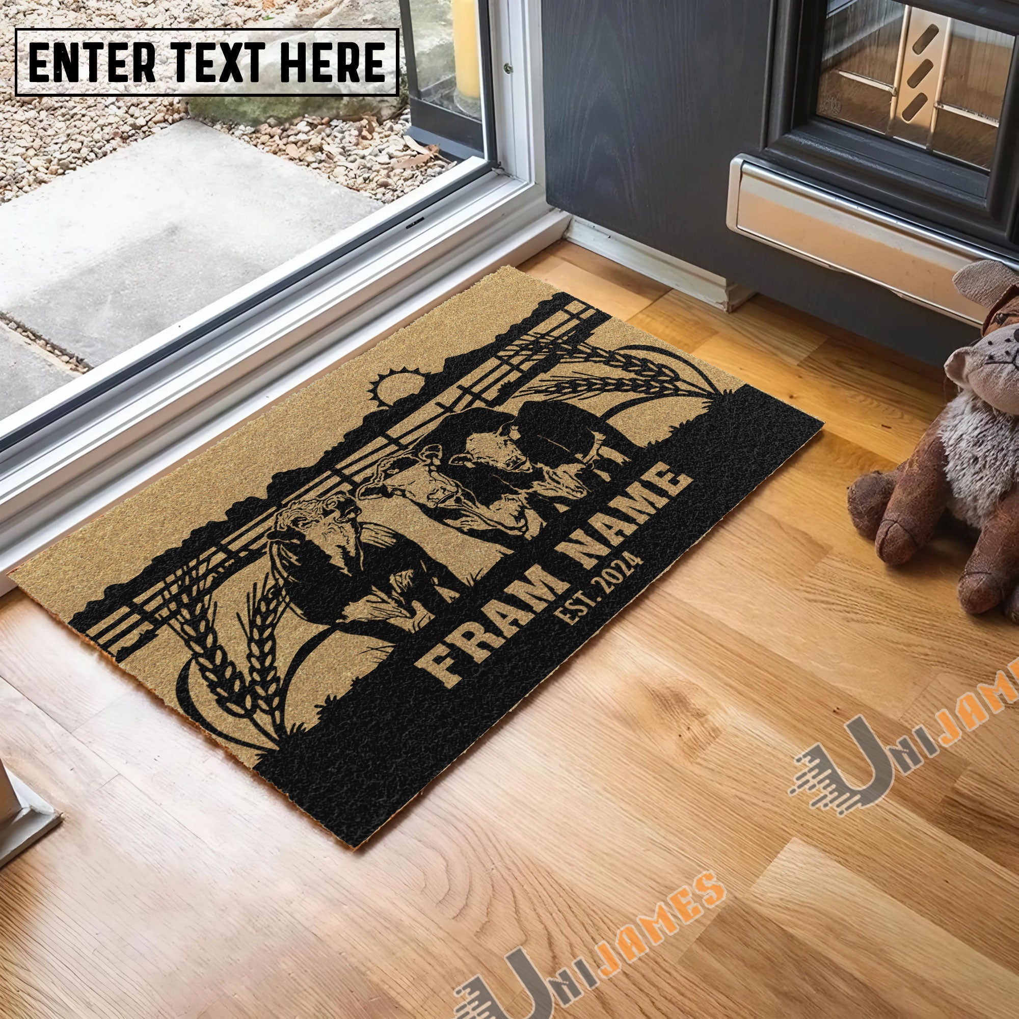 Hereford Sunshine Field Custom Farm Name Custom Year Coir Doormat