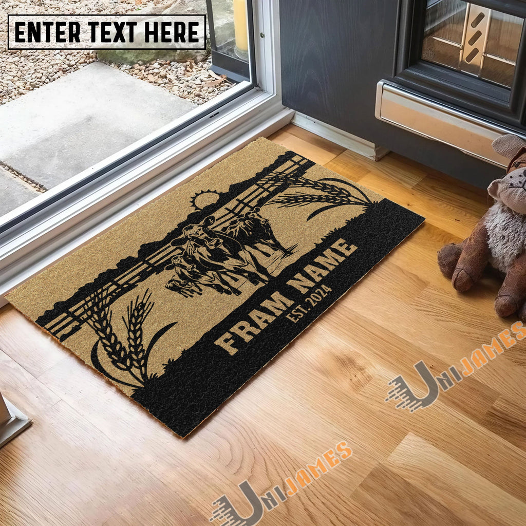 Holstein Sunshine Field Custom Farm Name Custom Year Coir Doormat