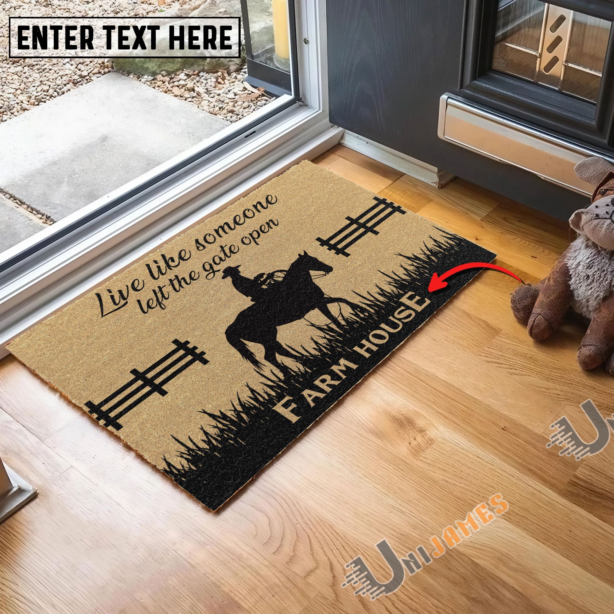 Horse Custom Farm Name Live Like Someone Left The Gate Open Coir Doormat