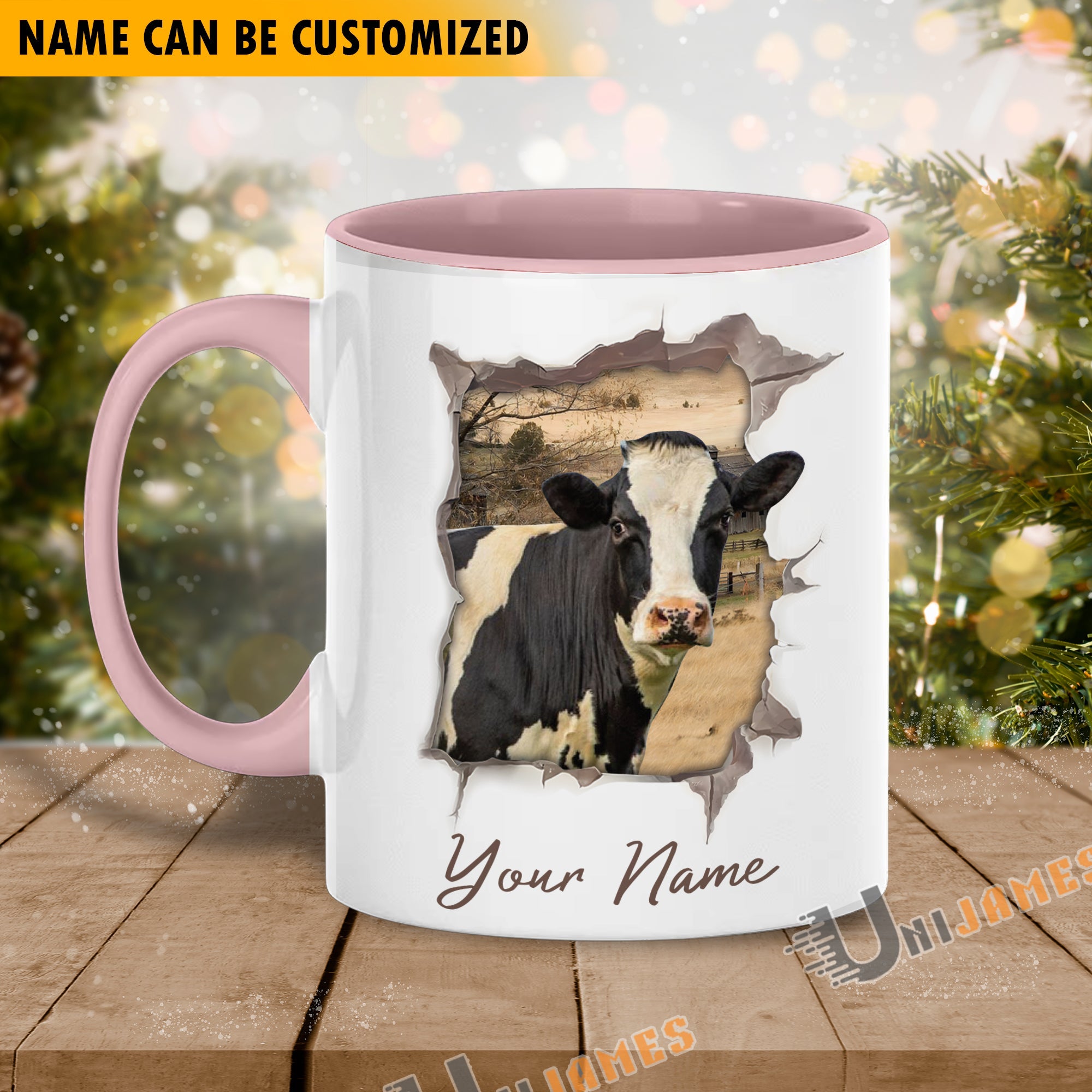 Holstein Funny Personalized Name Two Tone Mug