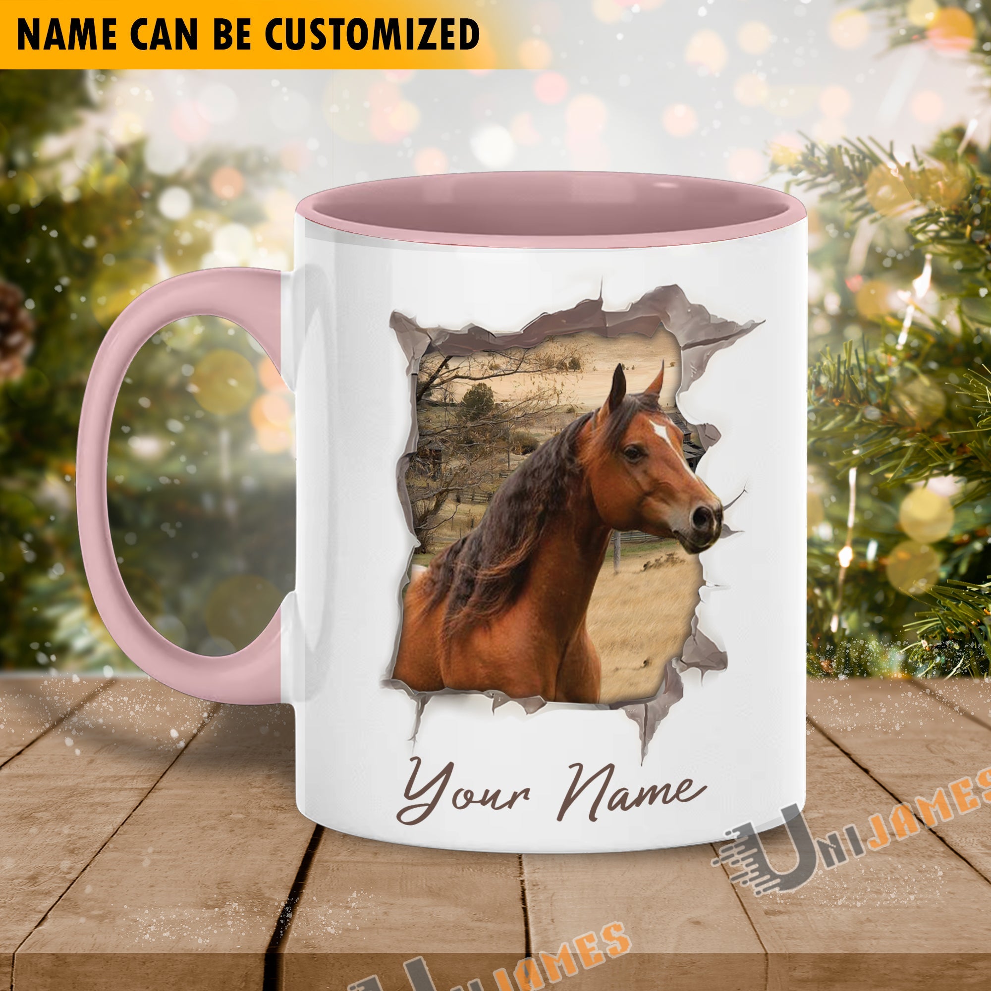 Horse Funny Personalized Name Two Tone Mug