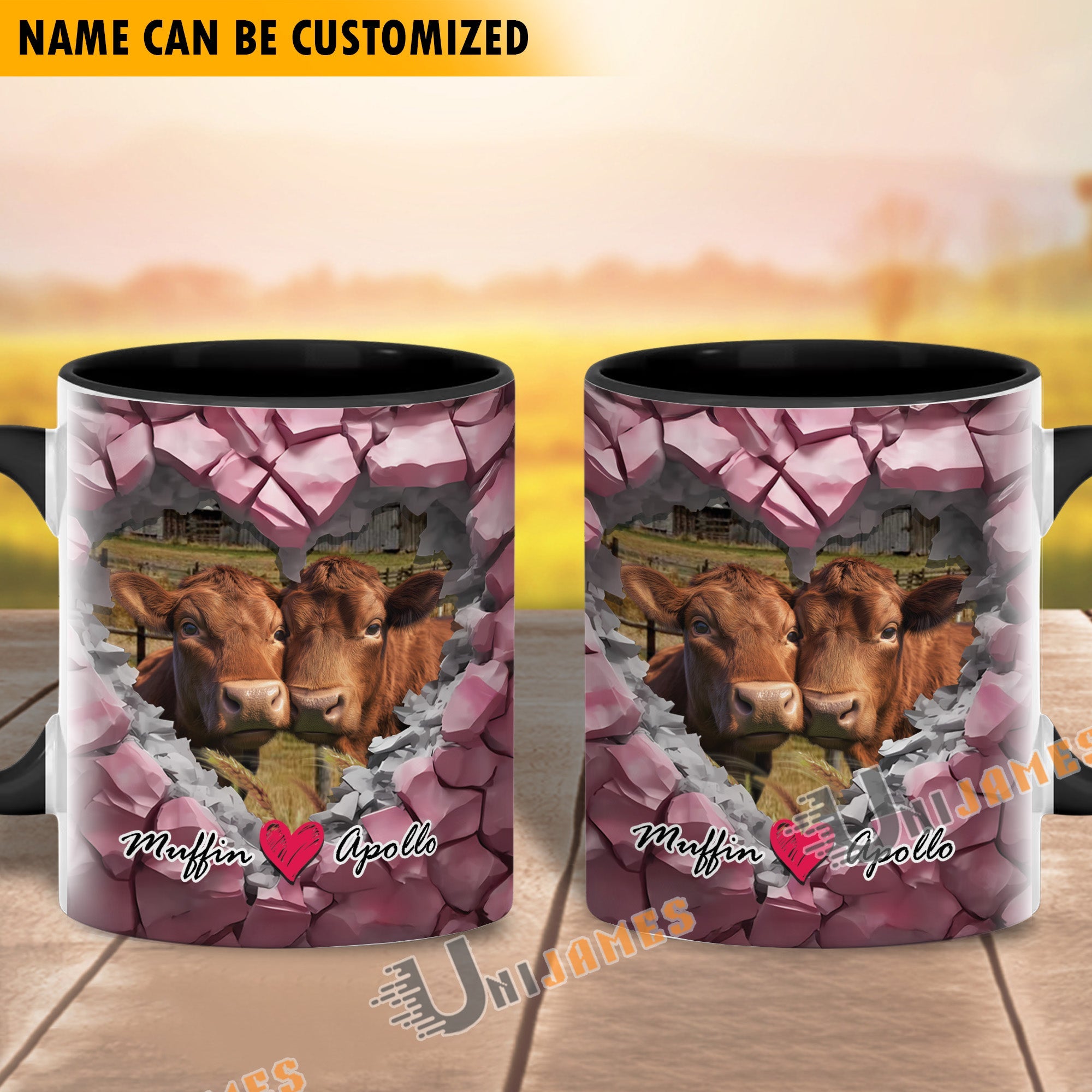 Beefmaster Couple Personalized Name Two Tone Mug