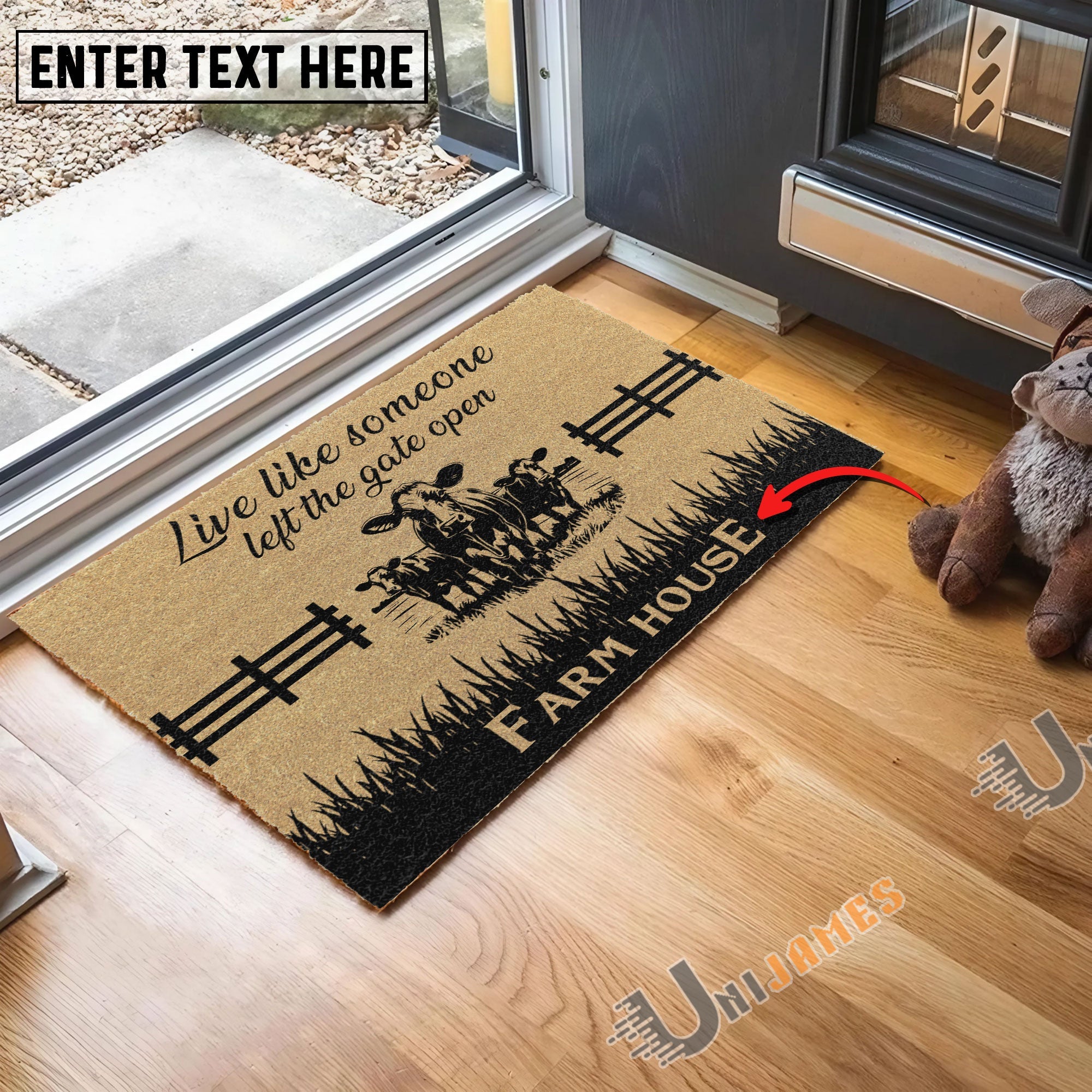 Jersey Custom Farm Name Live Like Someone Left The Gate Open Coir Doormat