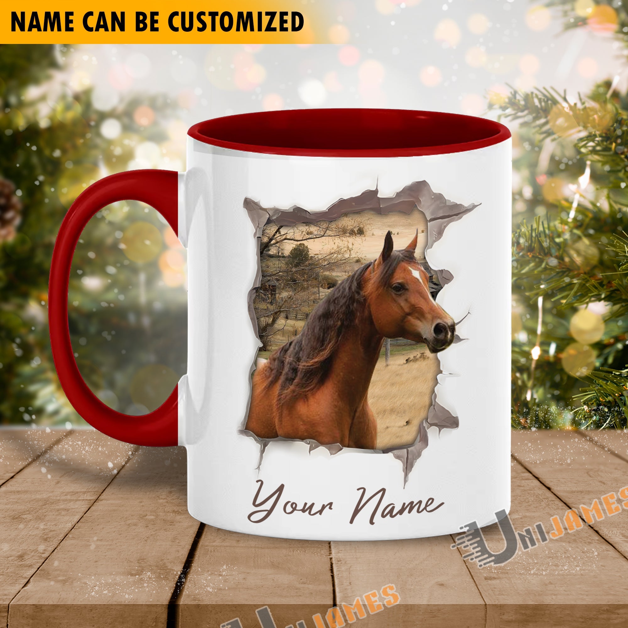Horse Funny Personalized Name Two Tone Mug