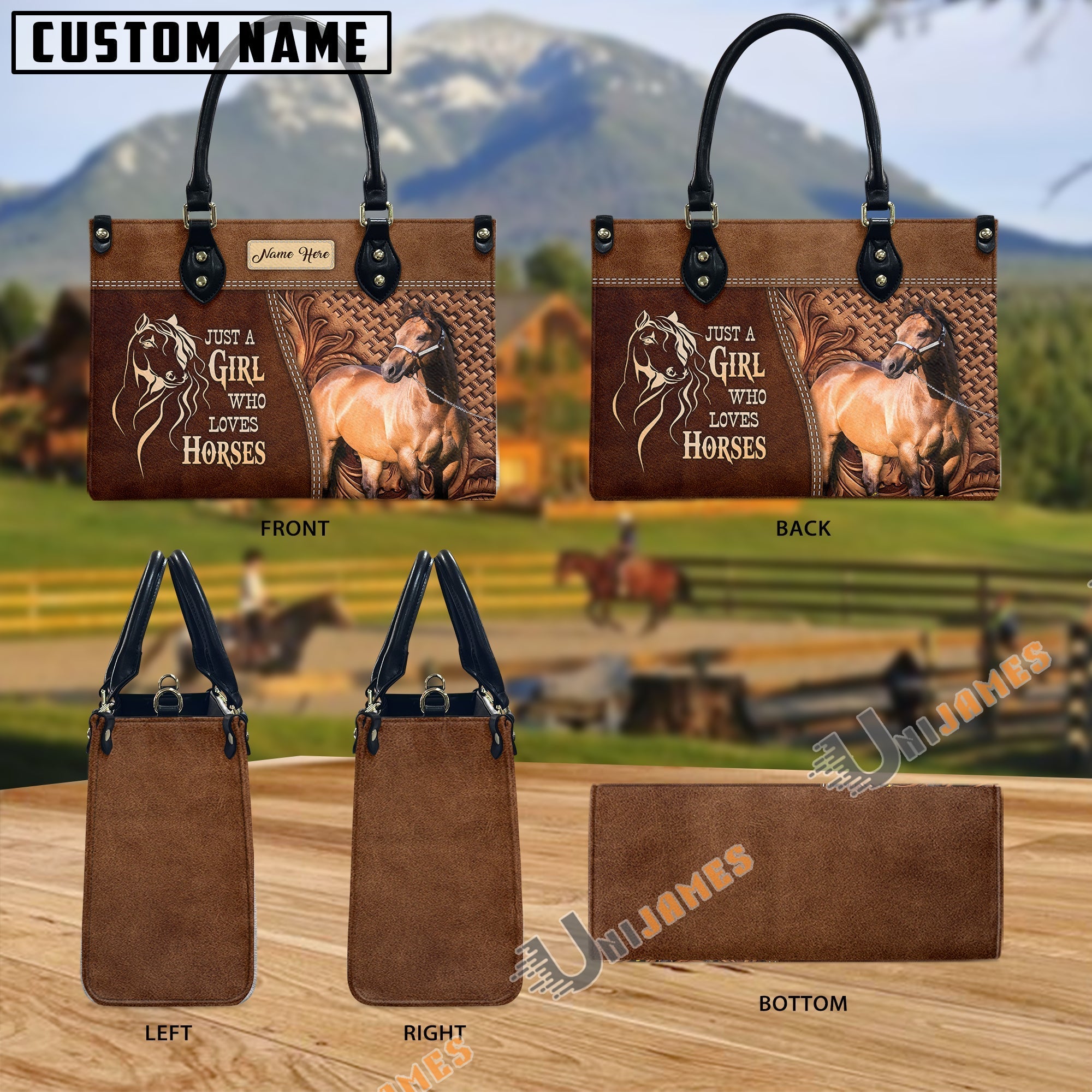 Just A Girl Who Loves Horses Personalized Leather Bag