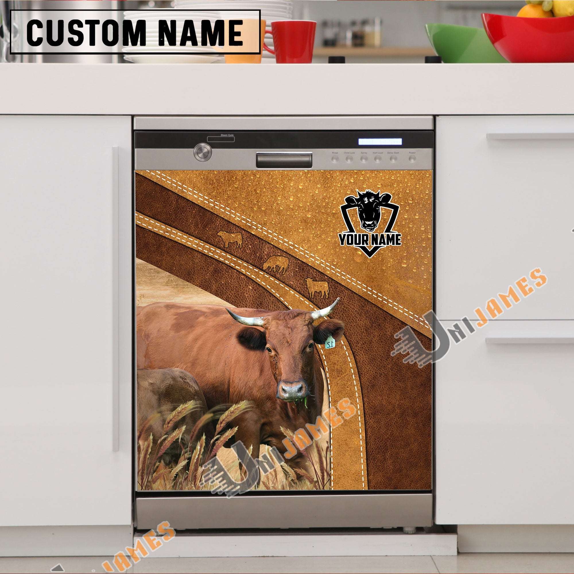 Dexter Brown Custom Name Dishwasher Door Cover