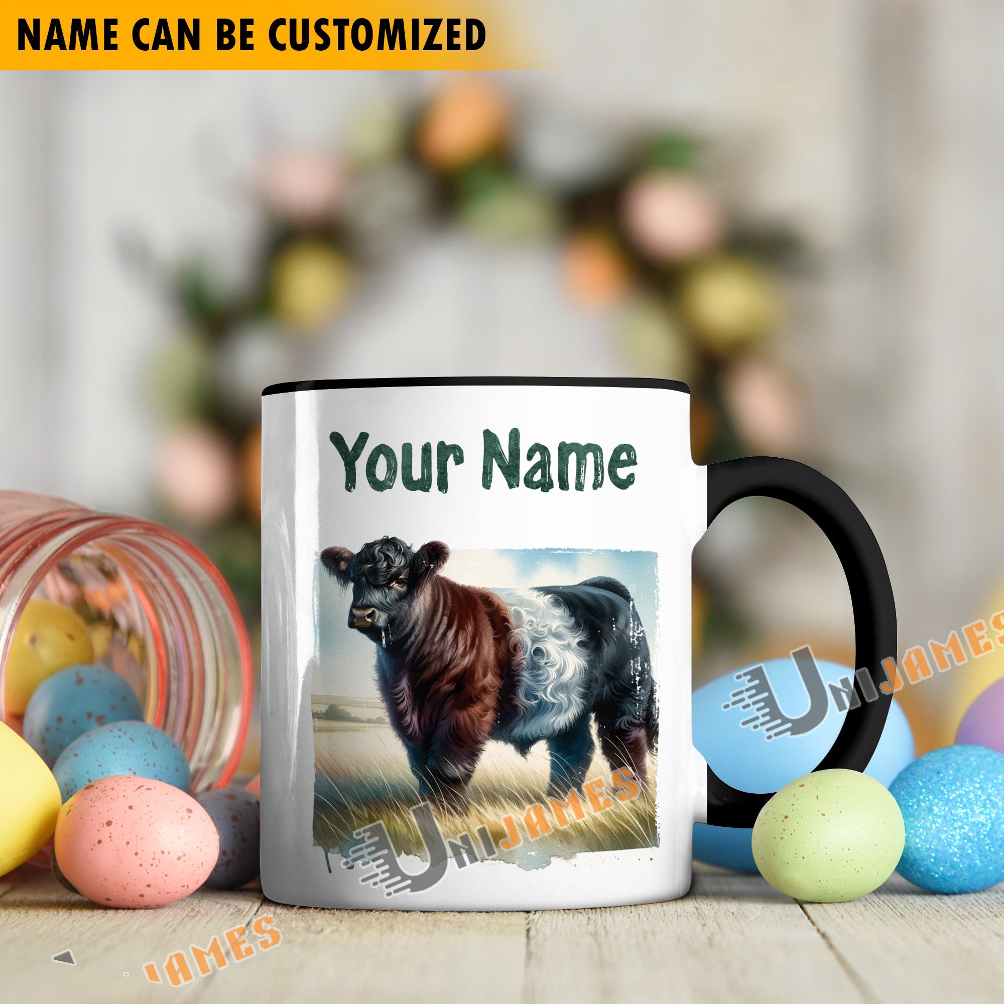 Belted Galloway Personalized Name Two Tone Mug