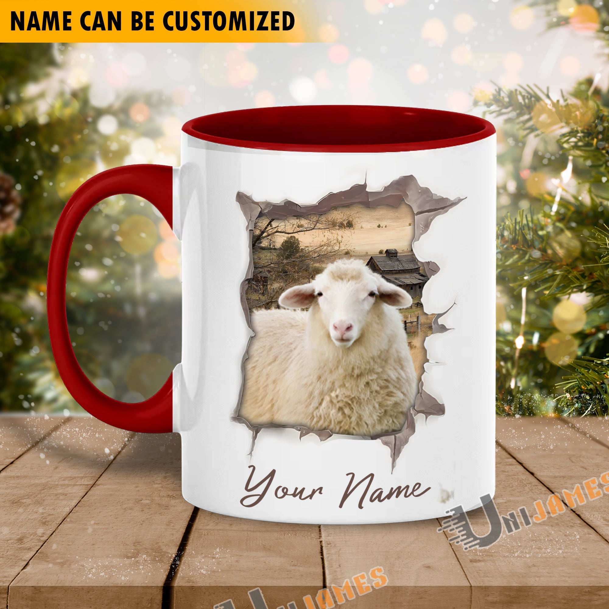 Sheep Funny Personalized Name Two Tone Mug