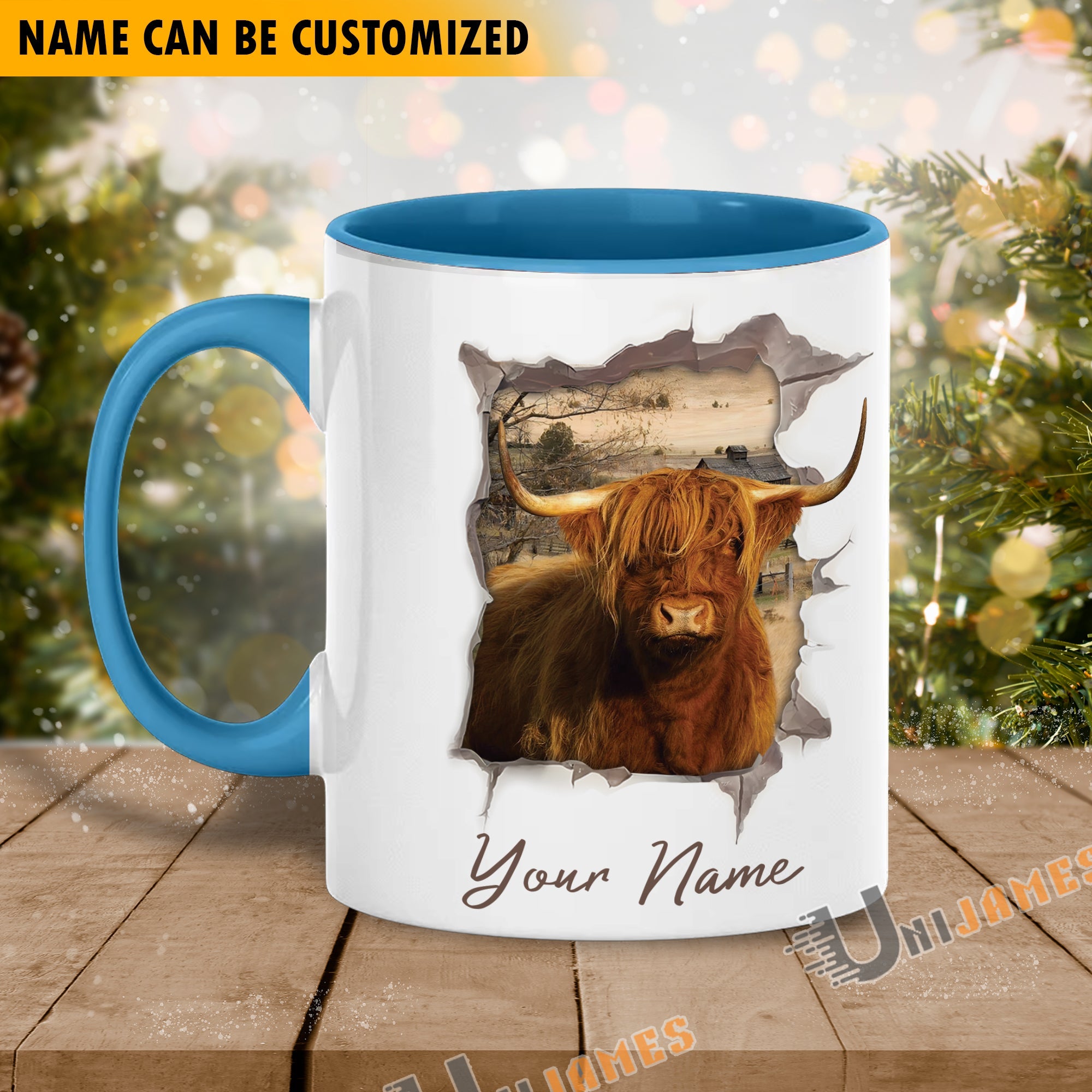 Highland Funny Personalized Name Two Tone Mug