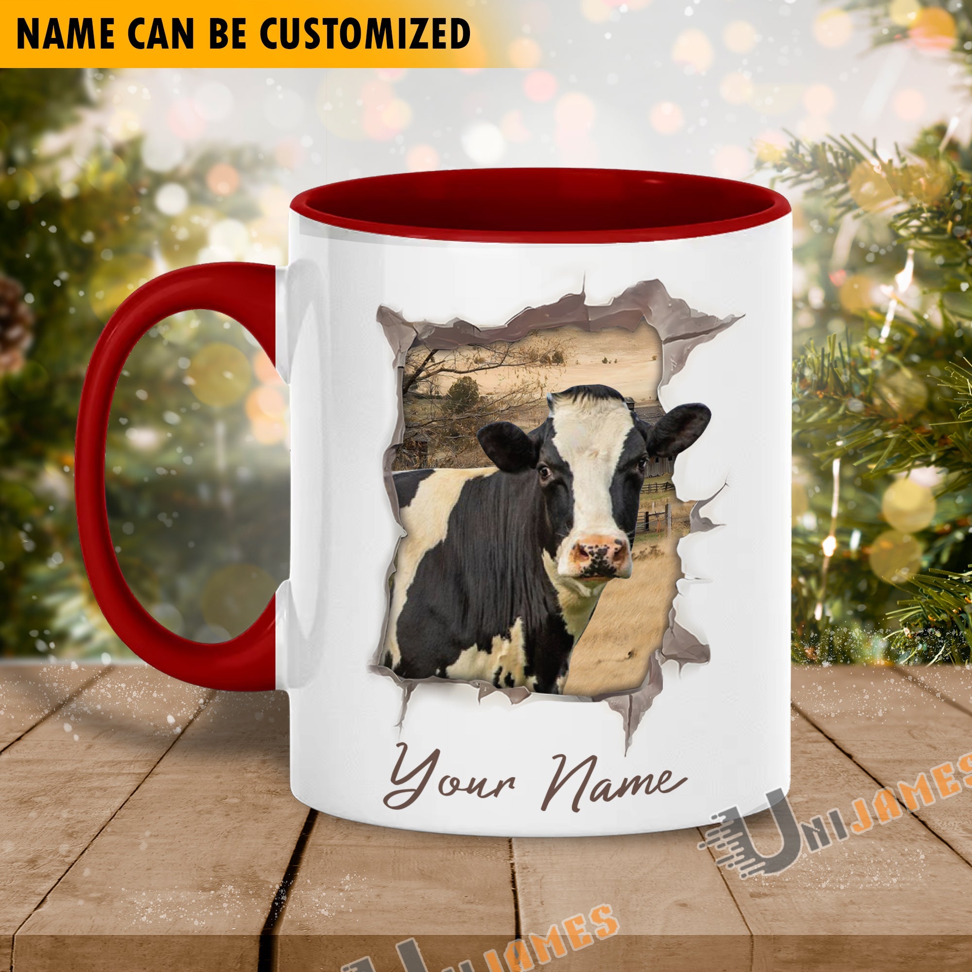 Holstein Funny Personalized Name Two Tone Mug