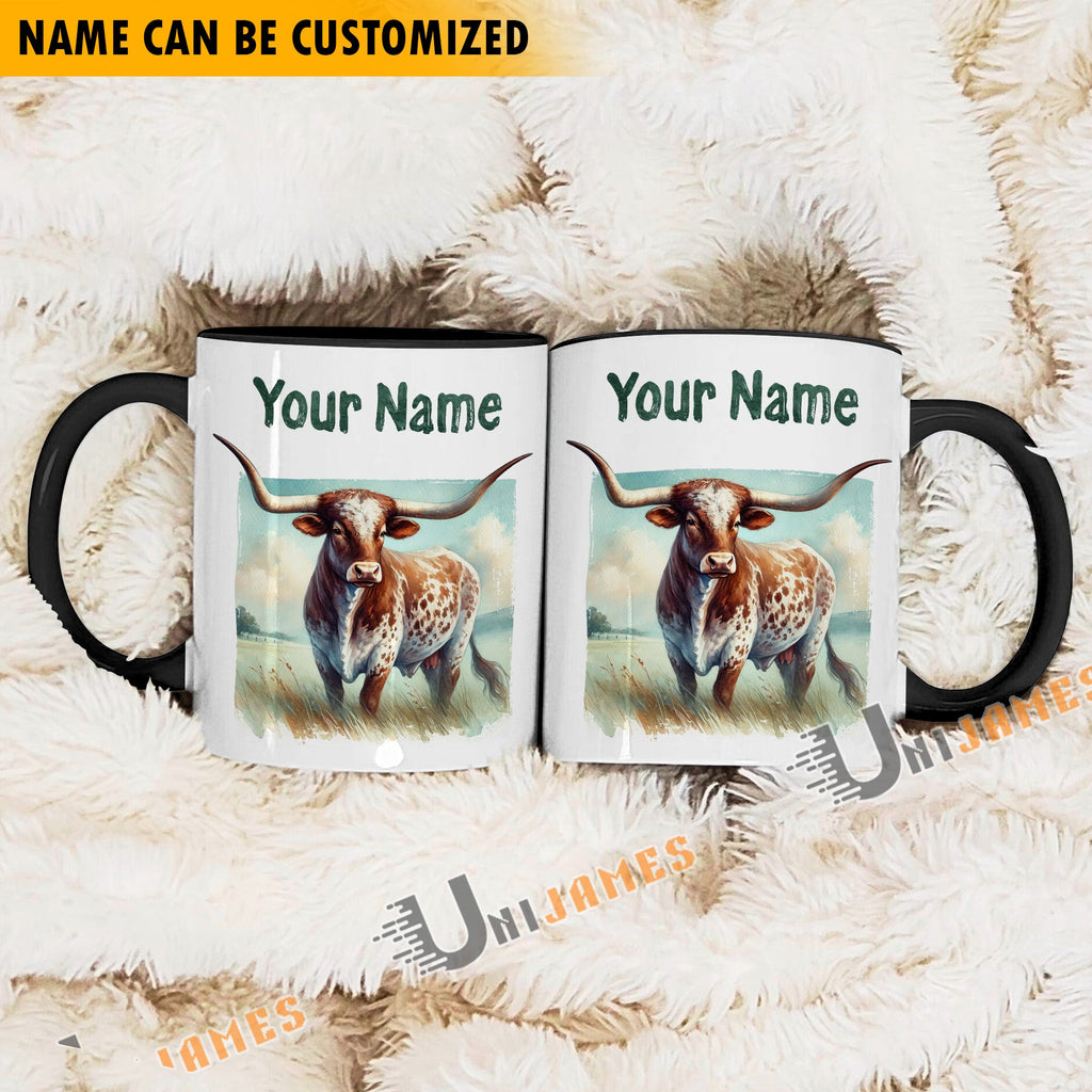 Texas Longhorn Personalized Name Two Tone Mug