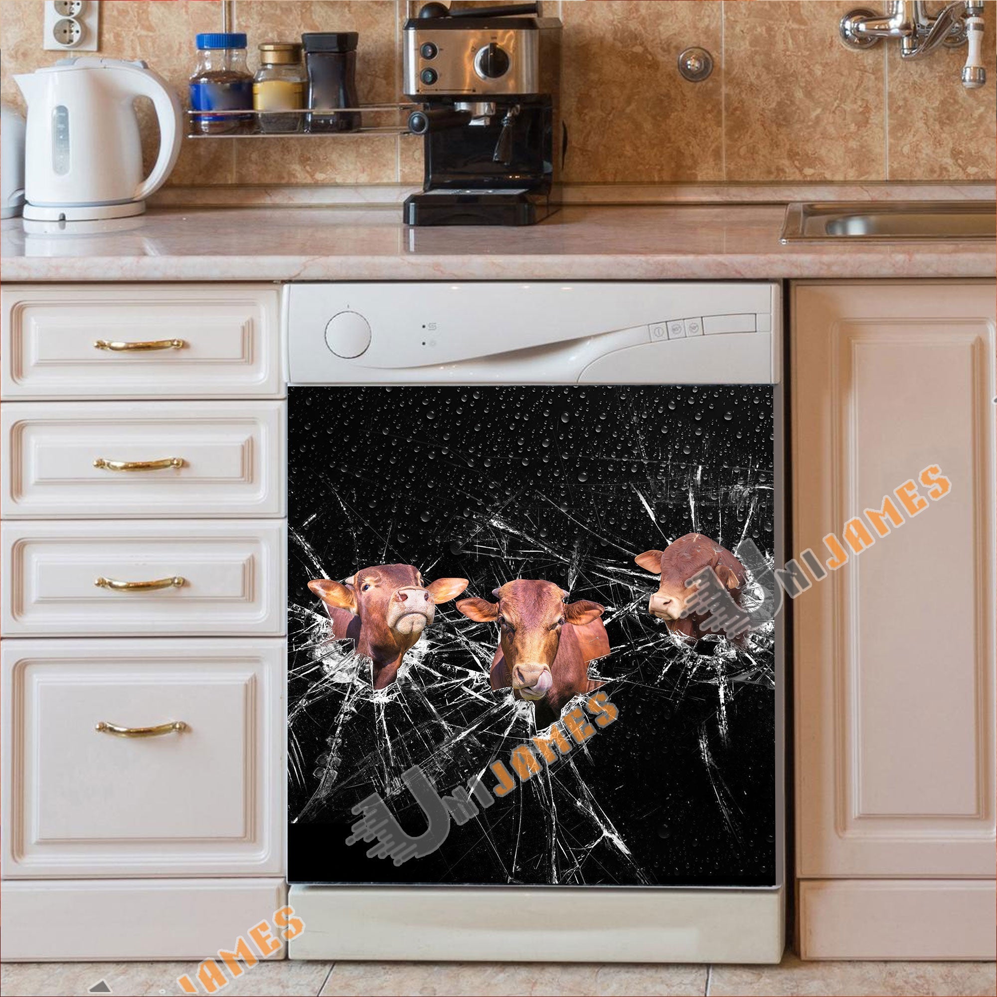 Beefmaster Broken Glasses Dishwasher Door Cover