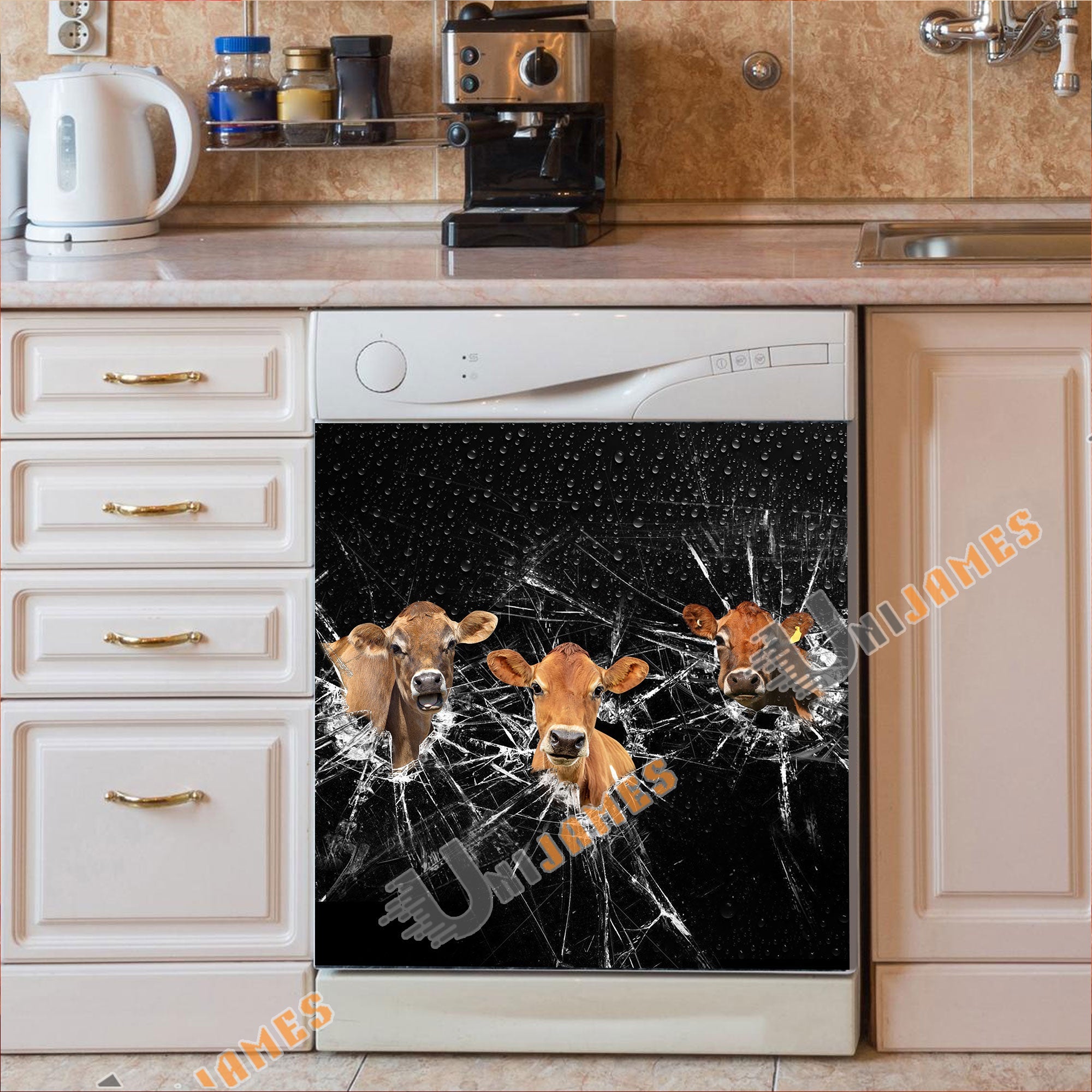 Jersey Broken Glasses Dishwasher Door Cover