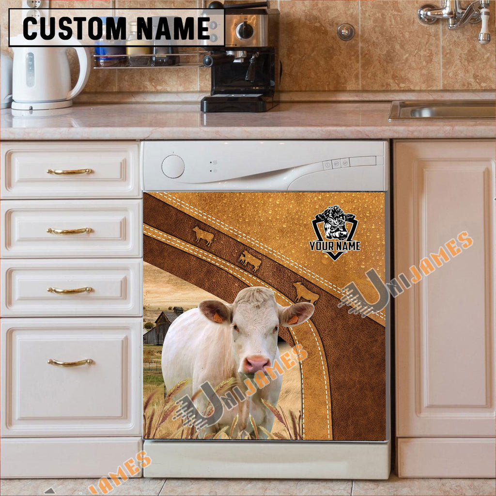 Charolais Brown Custom Name Dishwasher Door Cover
