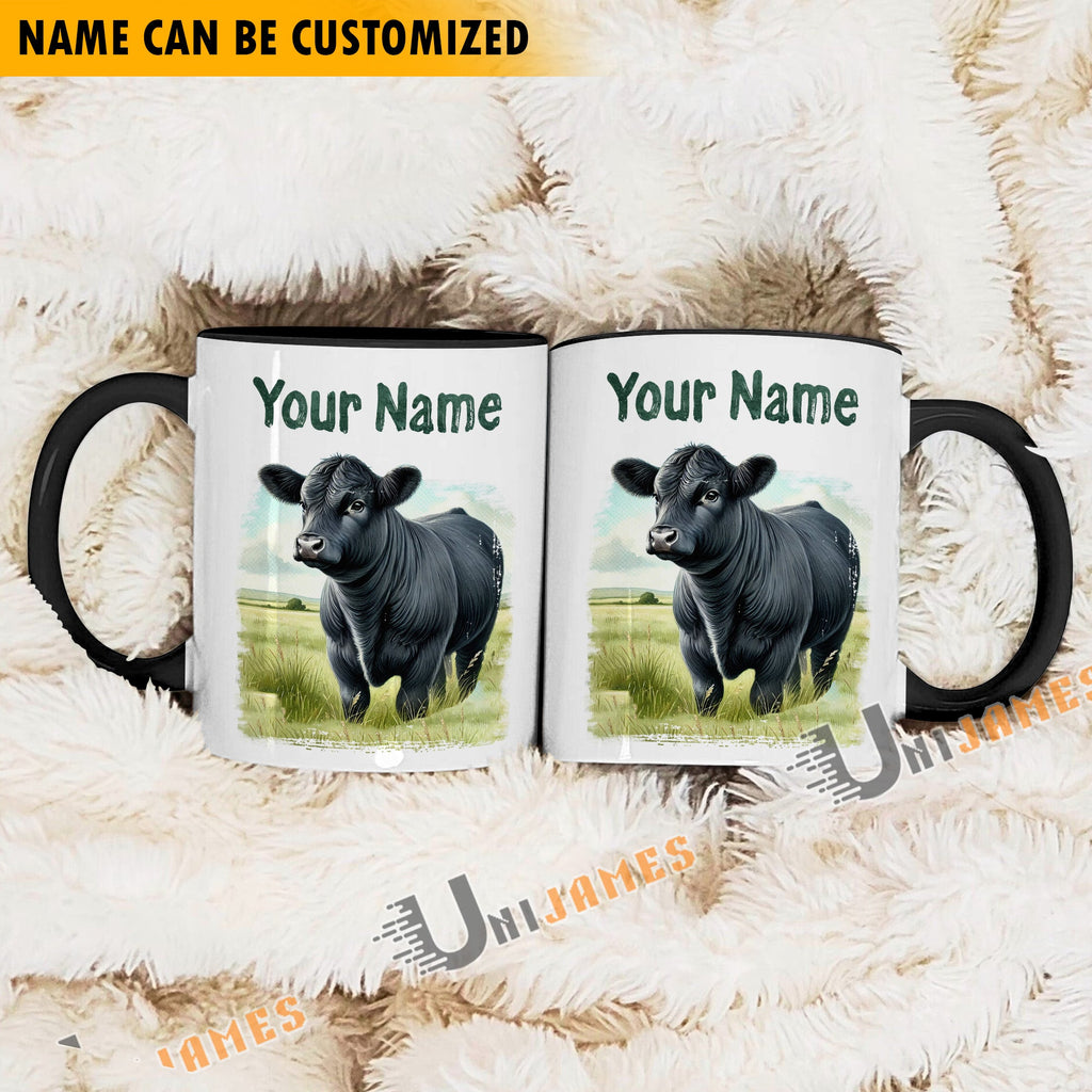 Black Angus Personalized Name Two Tone Mug