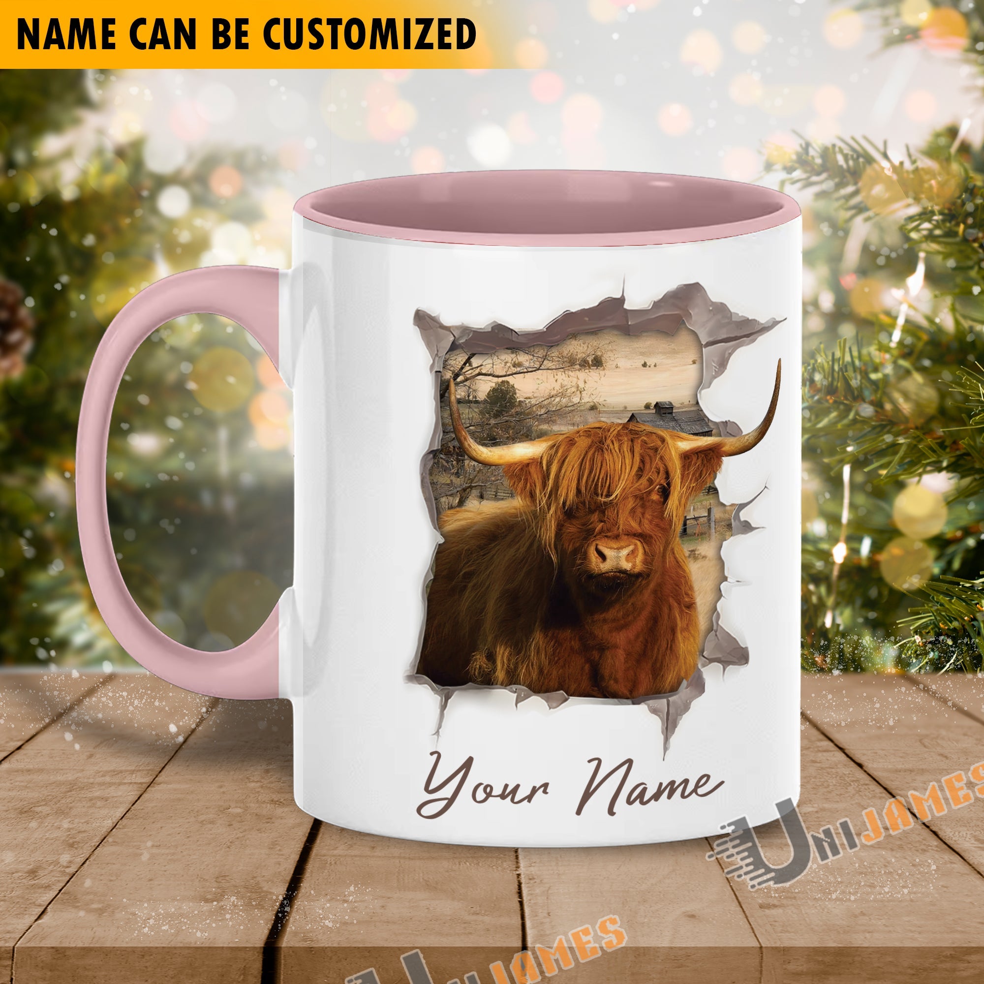 Highland Funny Personalized Name Two Tone Mug