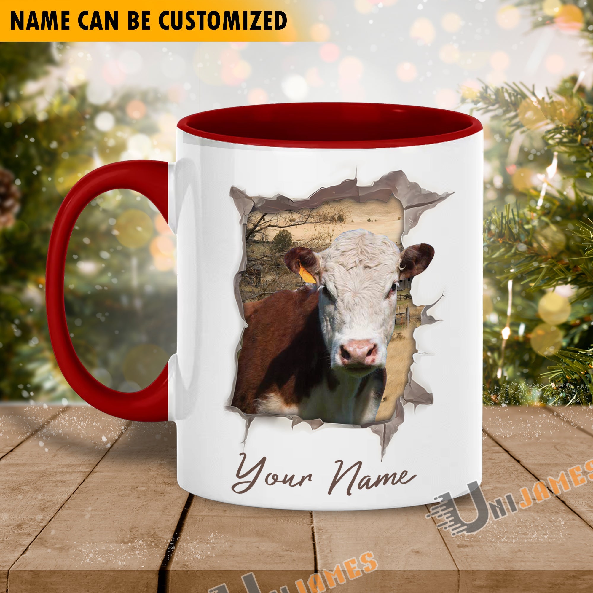 Hereford Funny Personalized Name Two Tone Mug