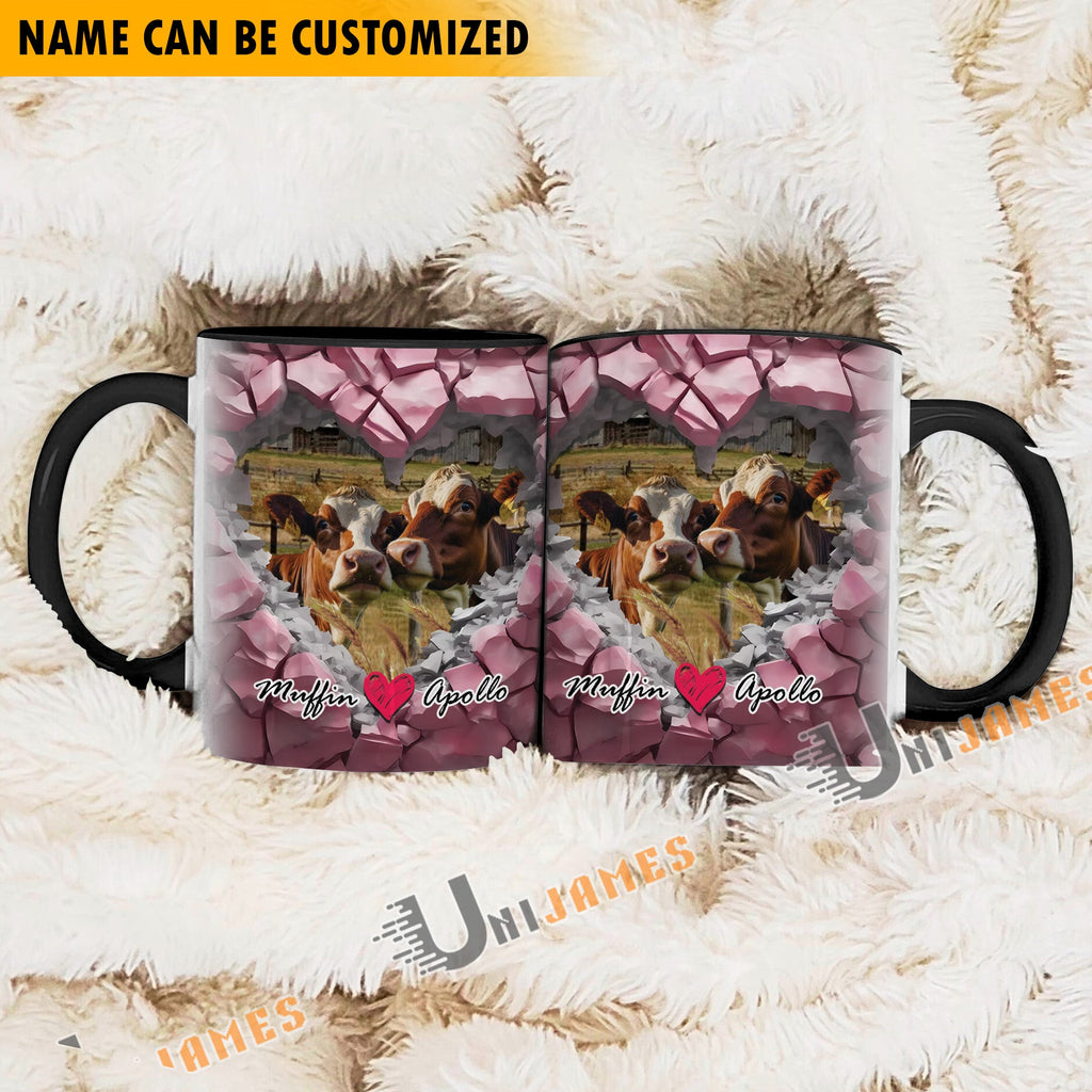 Holstein Couple Personalized Name Two Tone Mug