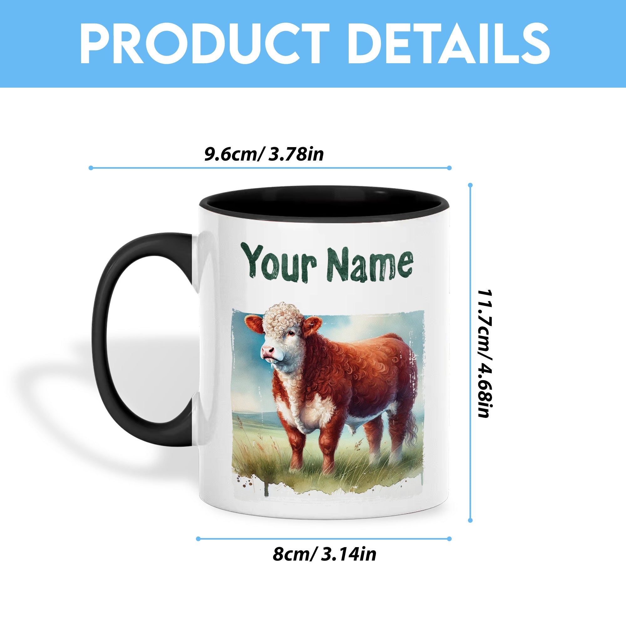 Hereford Personalized Name Two Tone Mug