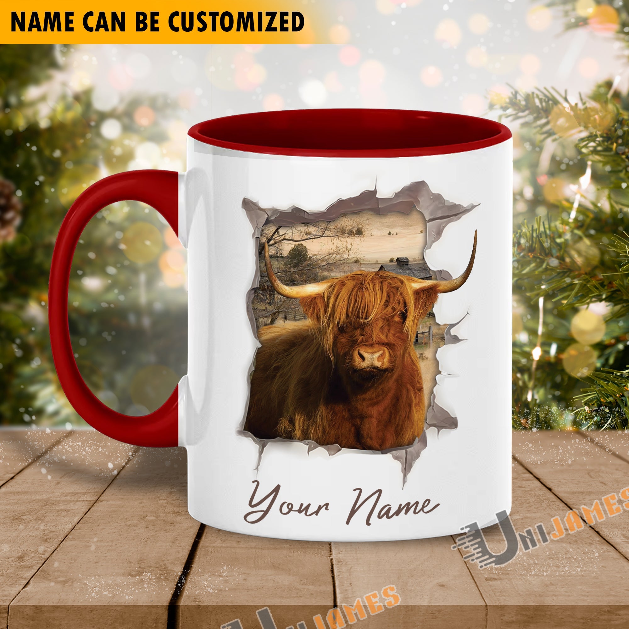 Highland Funny Personalized Name Two Tone Mug