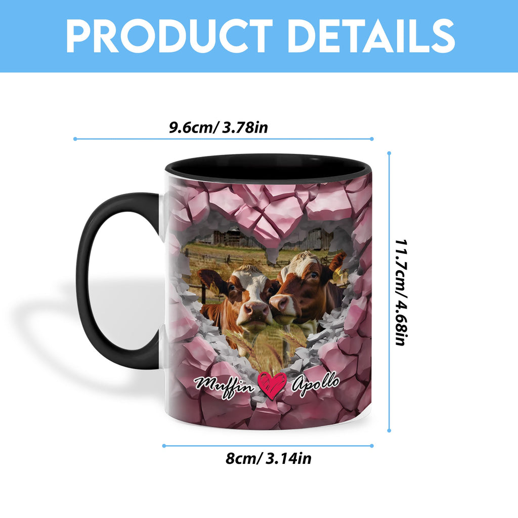 Holstein Couple Personalized Name Two Tone Mug