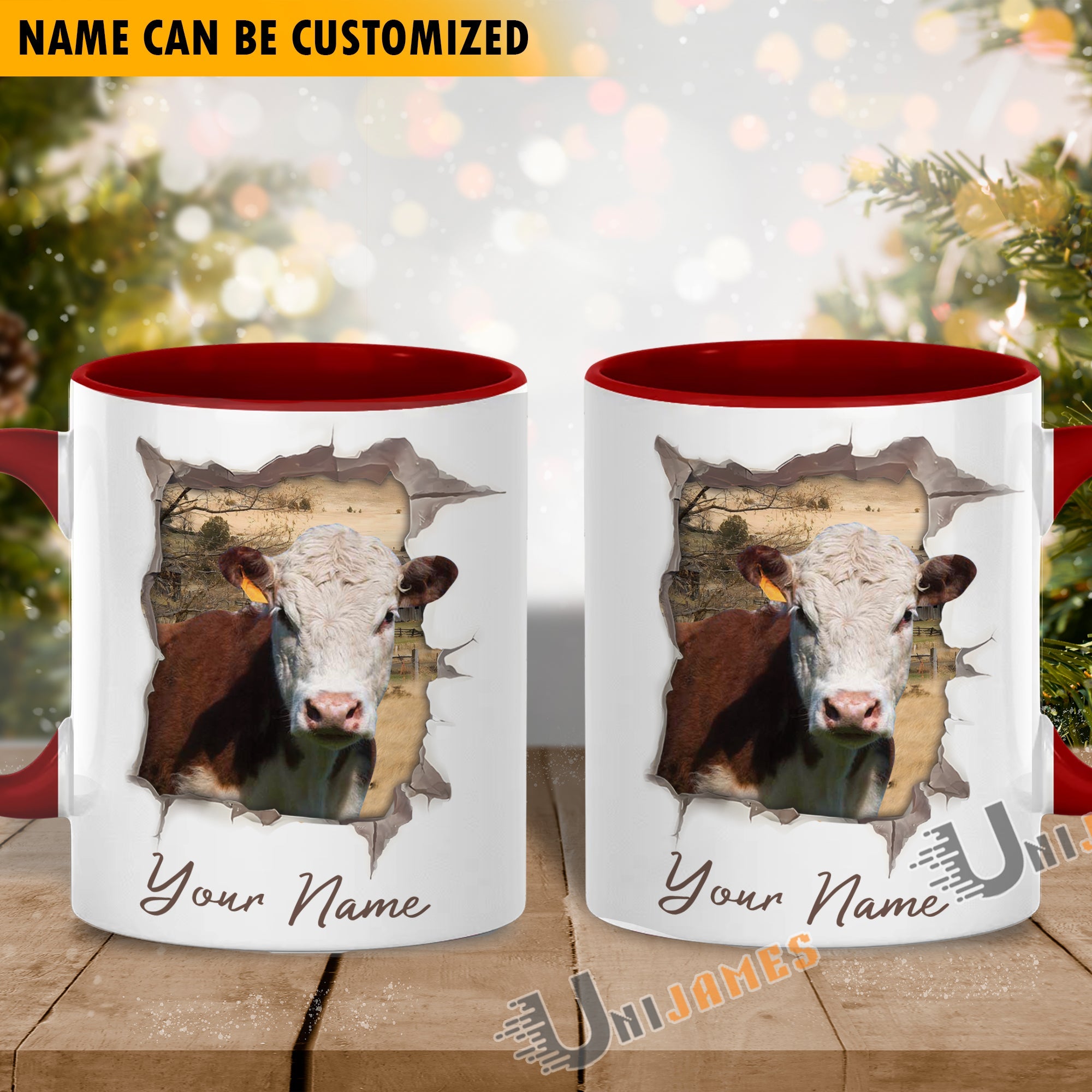 Hereford Funny Personalized Name Two Tone Mug
