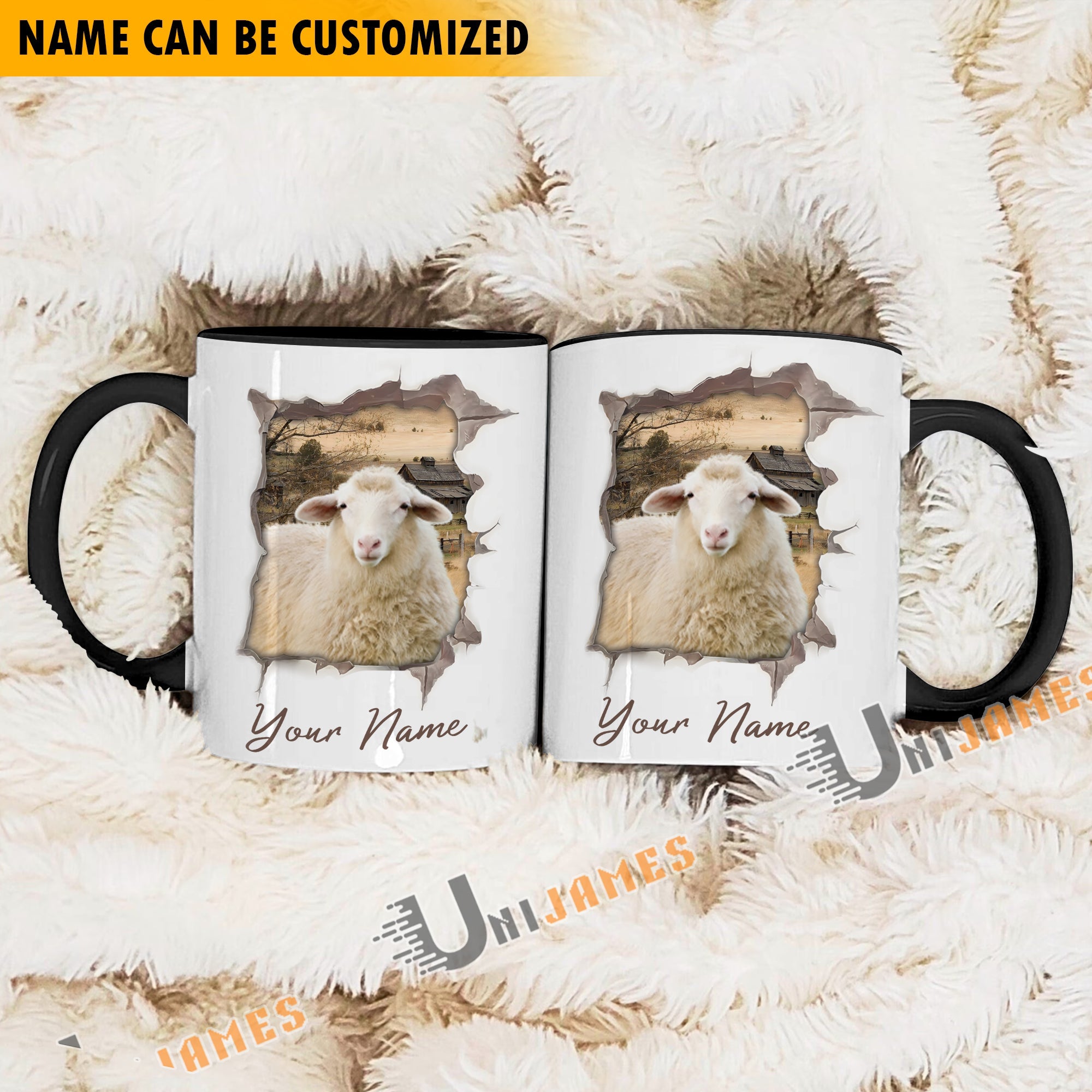 Sheep Funny Personalized Name Two Tone Mug