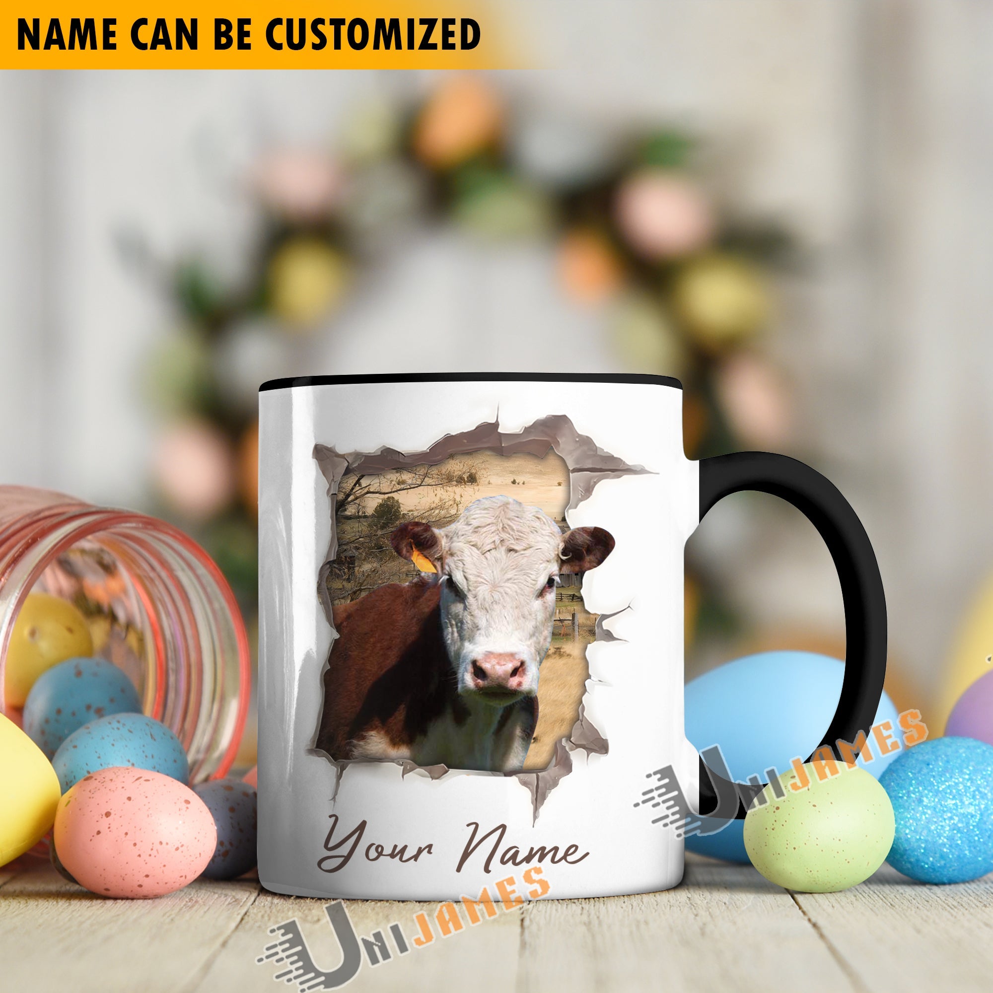 Hereford Funny Personalized Name Two Tone Mug