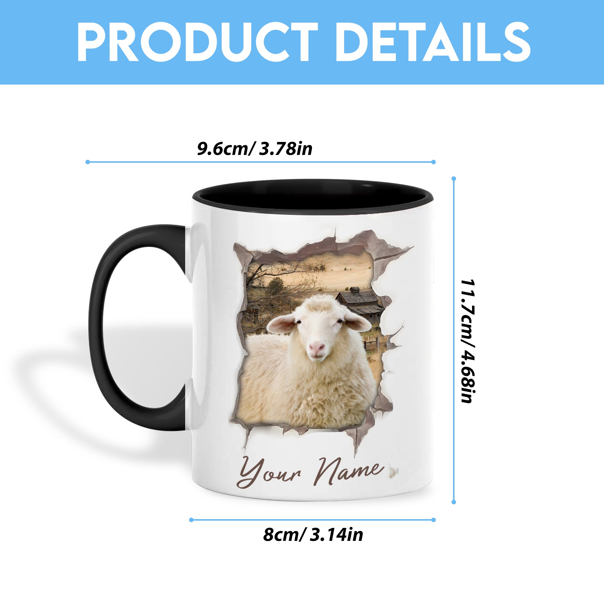 Sheep Funny Personalized Name Two Tone Mug
