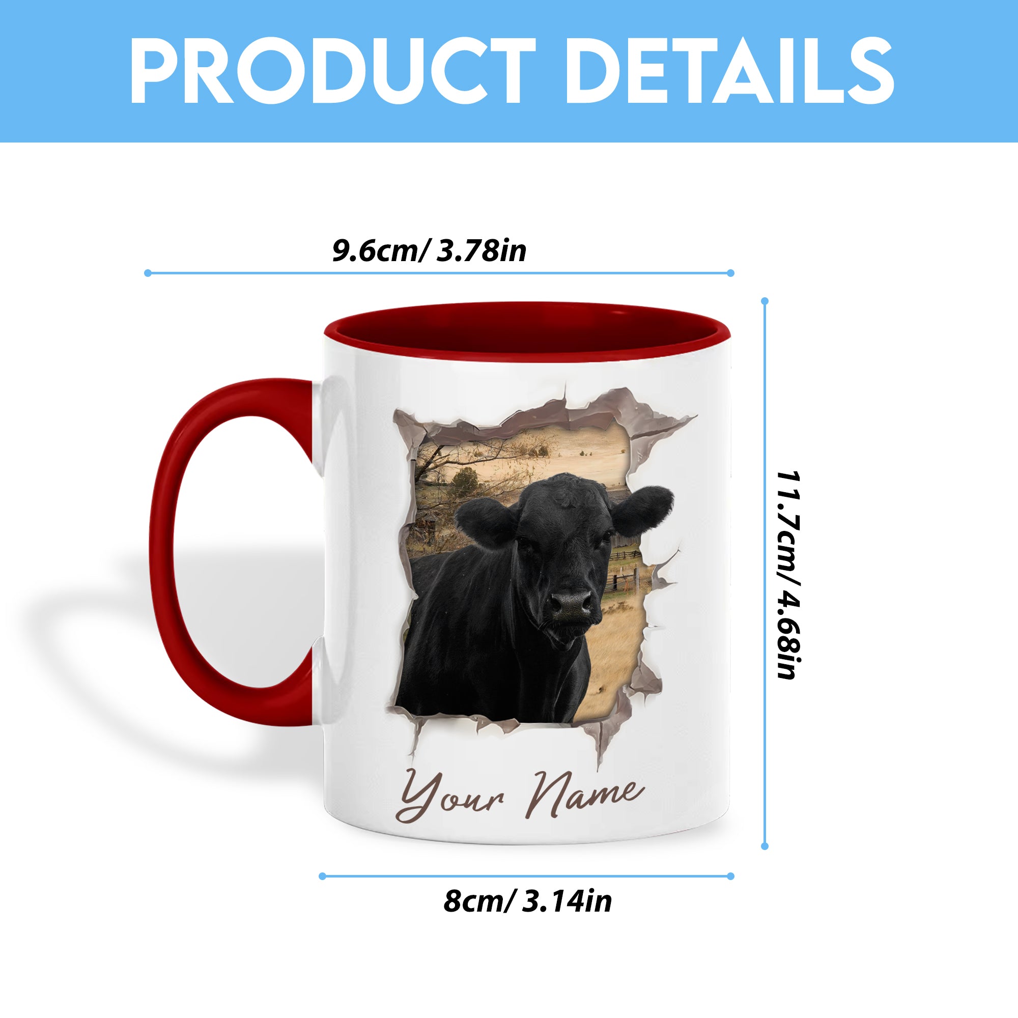 Black Angus Funny Personalized Name Two Tone Mug