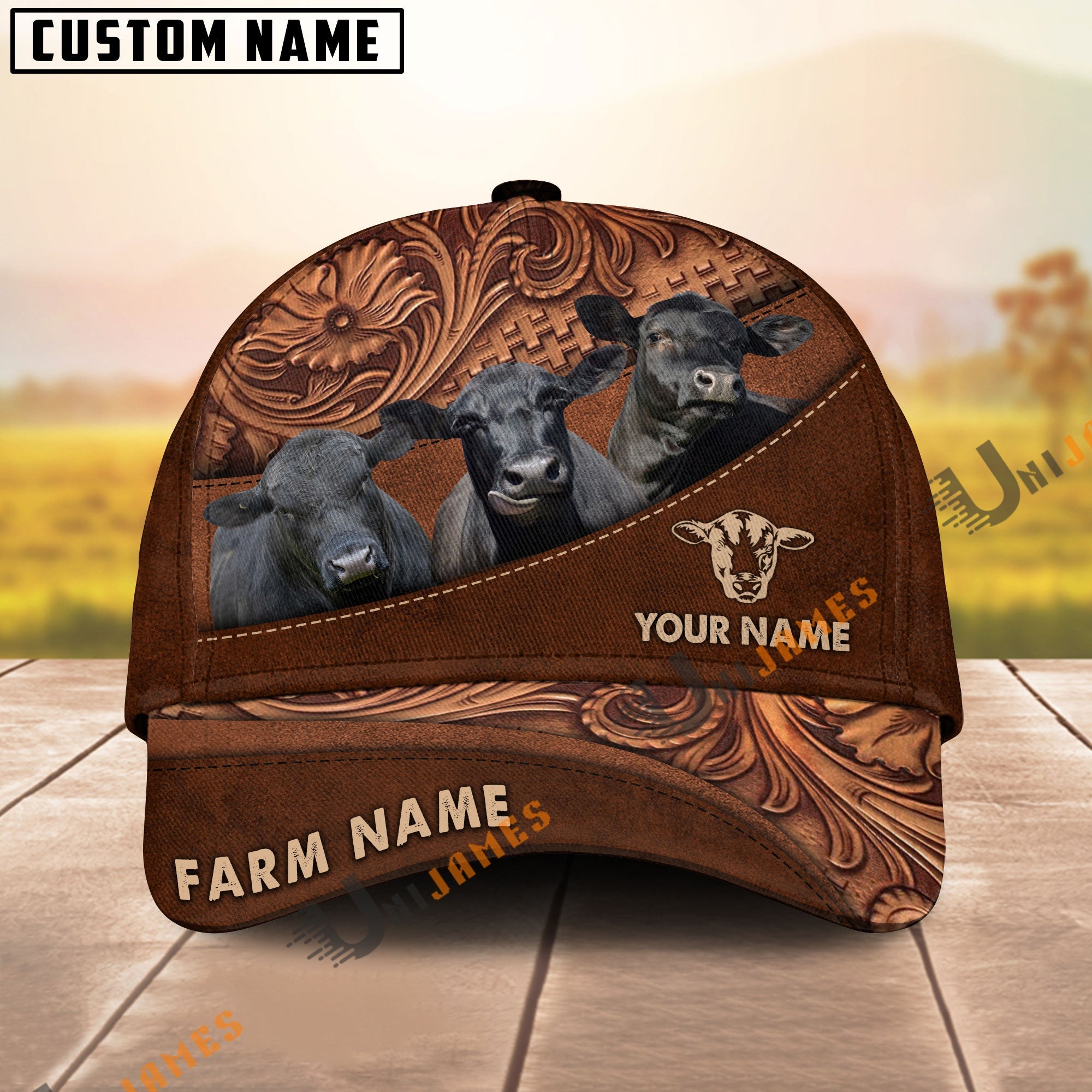 Black Angus Farming Life Customized Name And Farm Name 3D Classic Cap