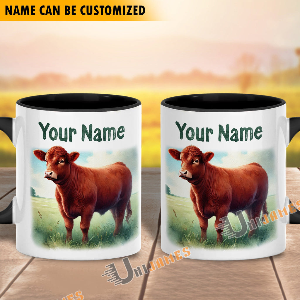 Red Angus Personalized Name Two Tone Mug