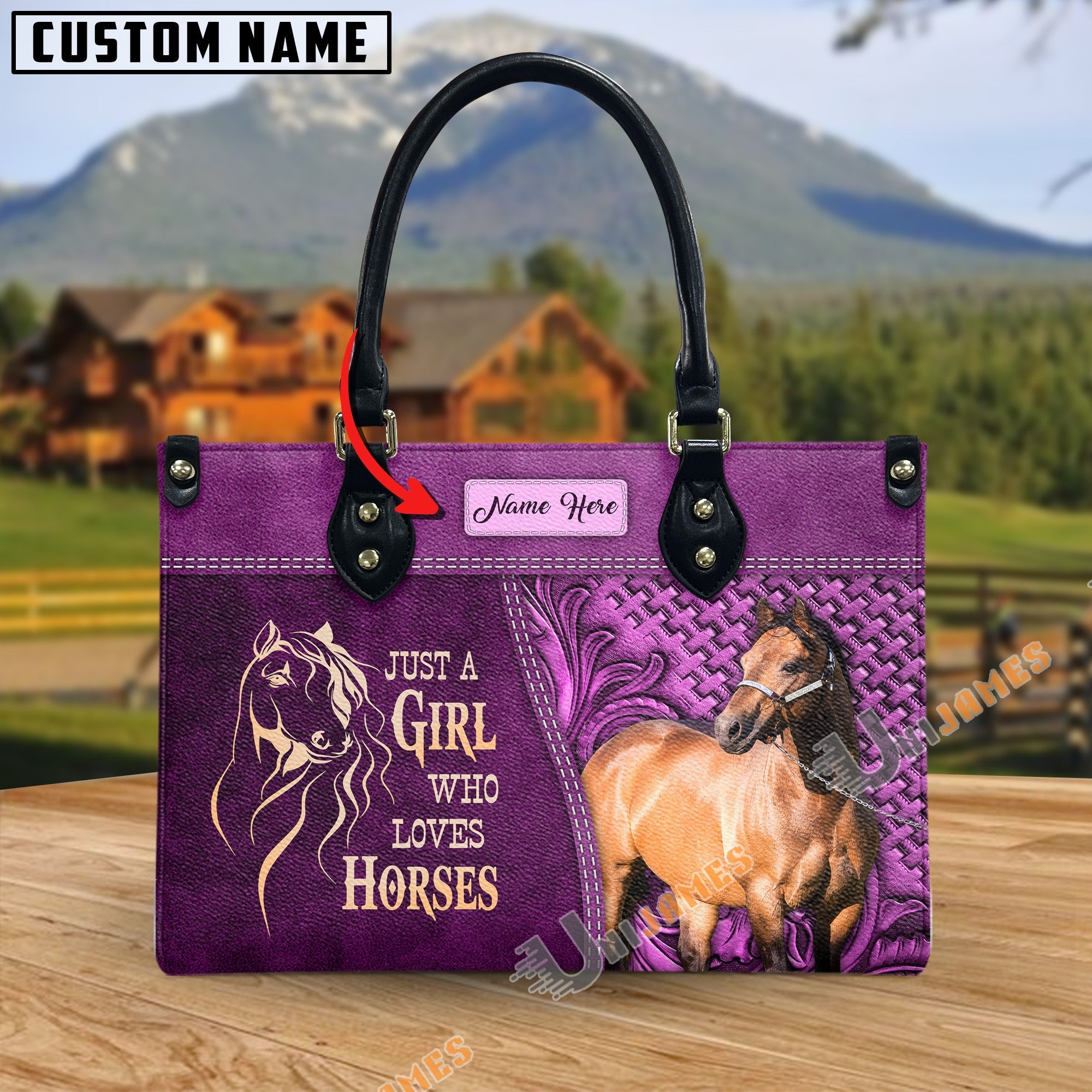 Just A Girl Who Loves Horses Personalized Leather Bag