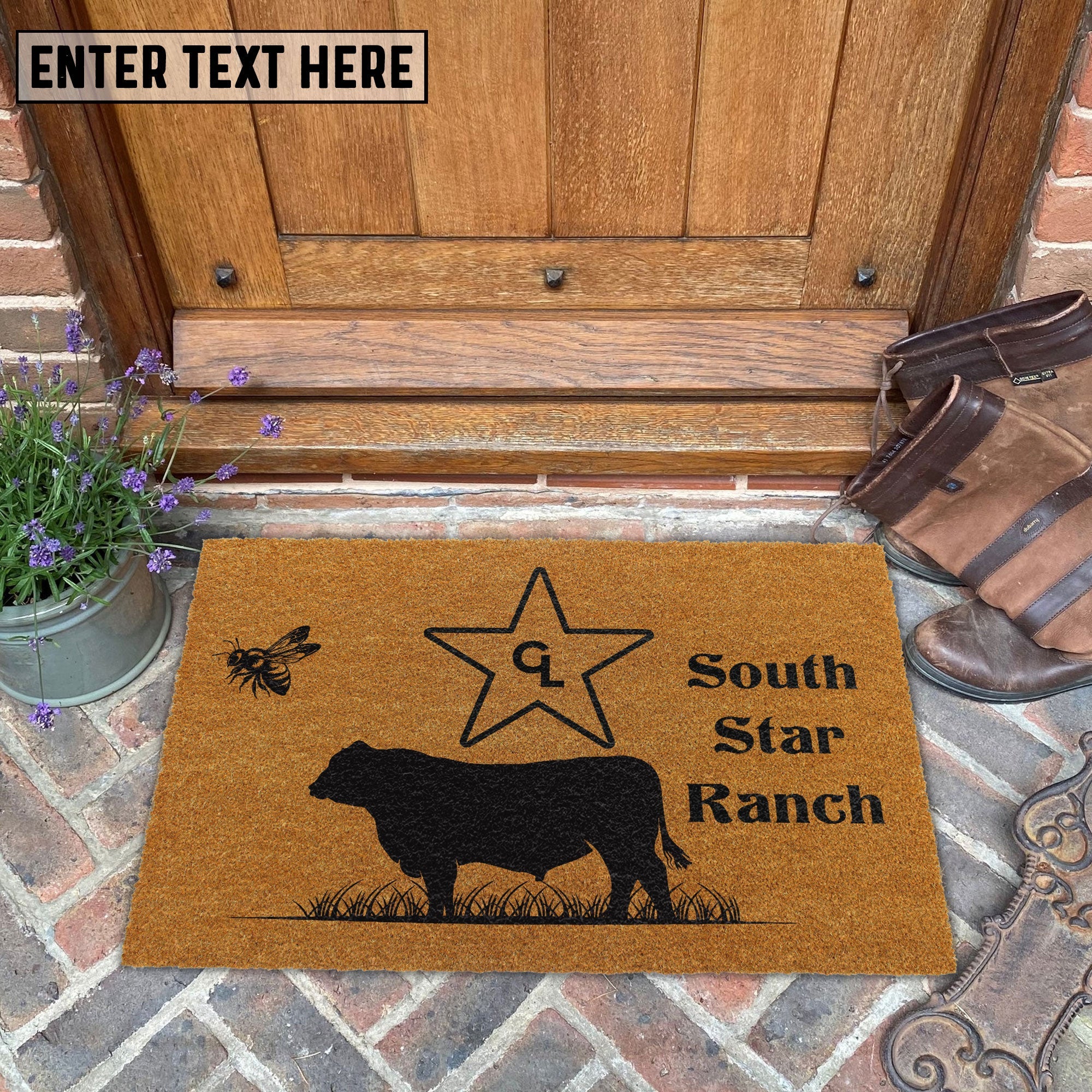 Custom South Star Ranch Coir Doormat