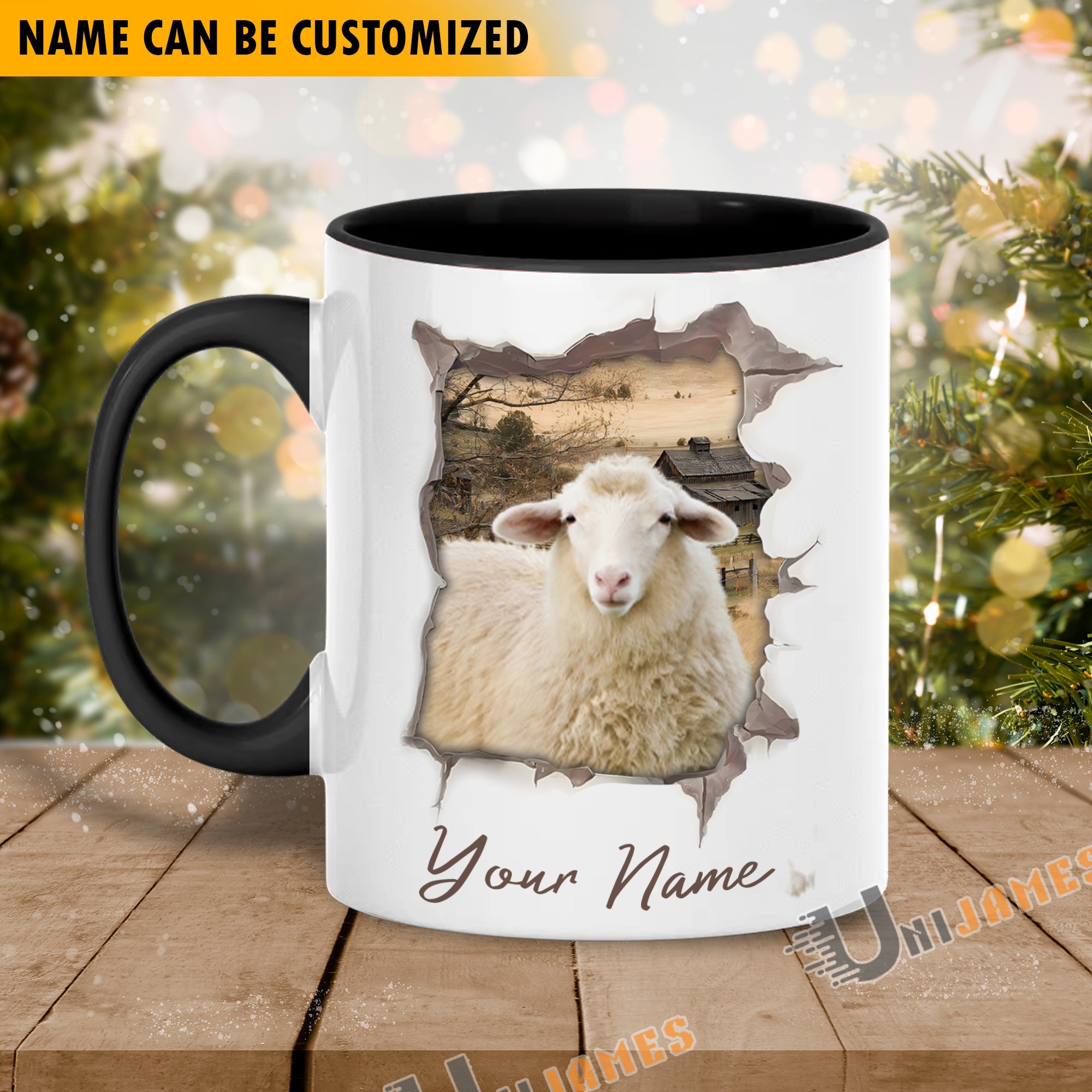 Sheep Funny Personalized Name Two Tone Mug