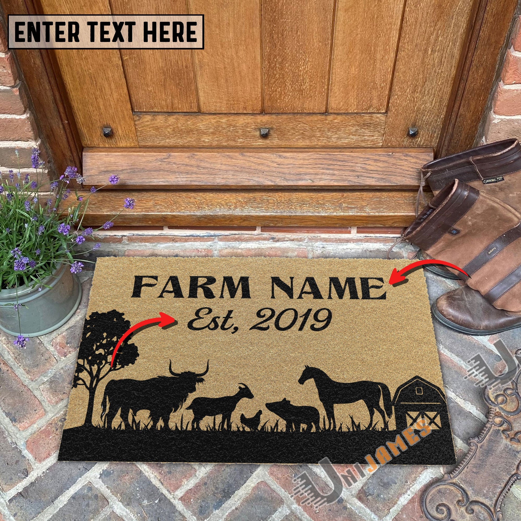 Farm Animal Custom Farm Name Custom Year Coir Doormat