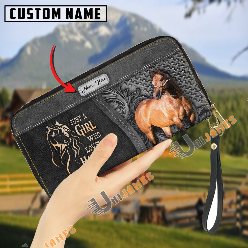 Just A Girl Who Loves Horses Personalized Leather Clutch