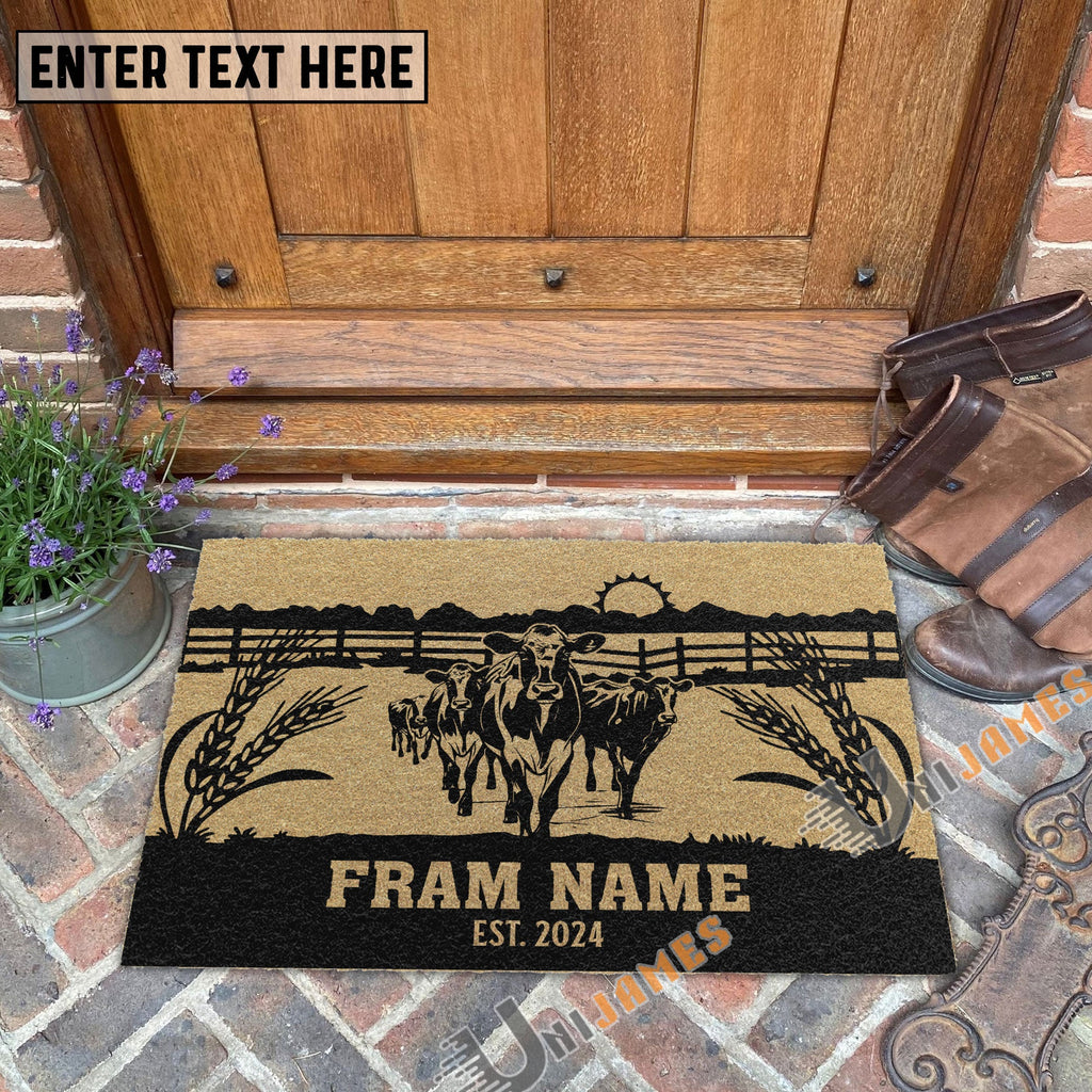 Holstein Sunshine Field Custom Farm Name Custom Year Coir Doormat