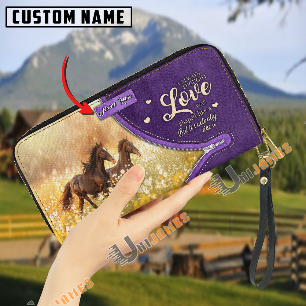 Horses I Always Thought Love Personalized Leather Clutch