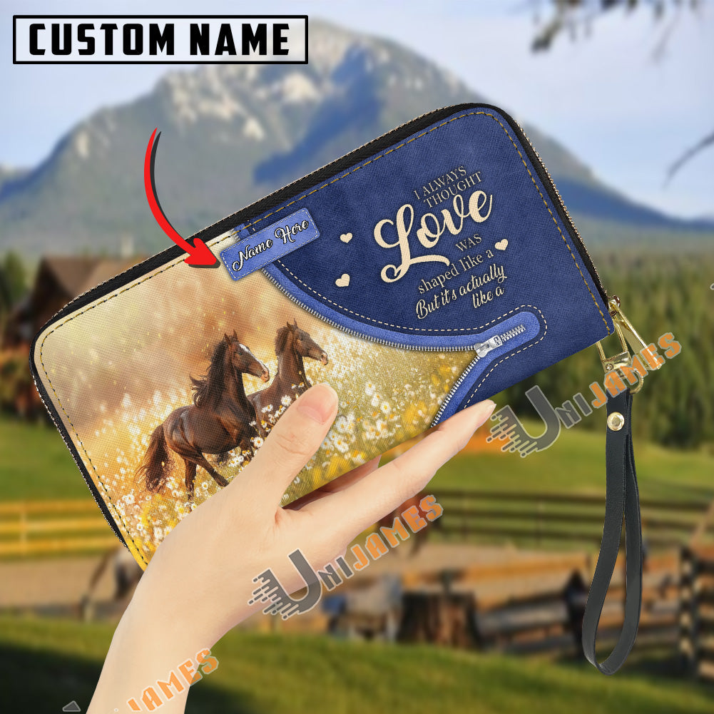 Horses I Always Thought Love Personalized Leather Clutch