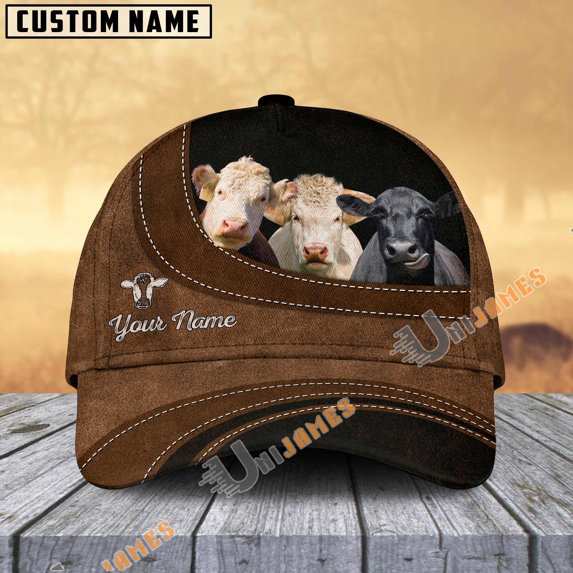 Black Angus, Hereford and Charolais Happiness Customized Name Cap