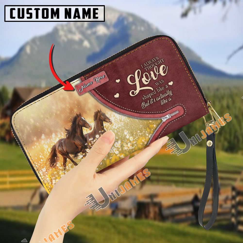 Horses I Always Thought Love Personalized Leather Clutch