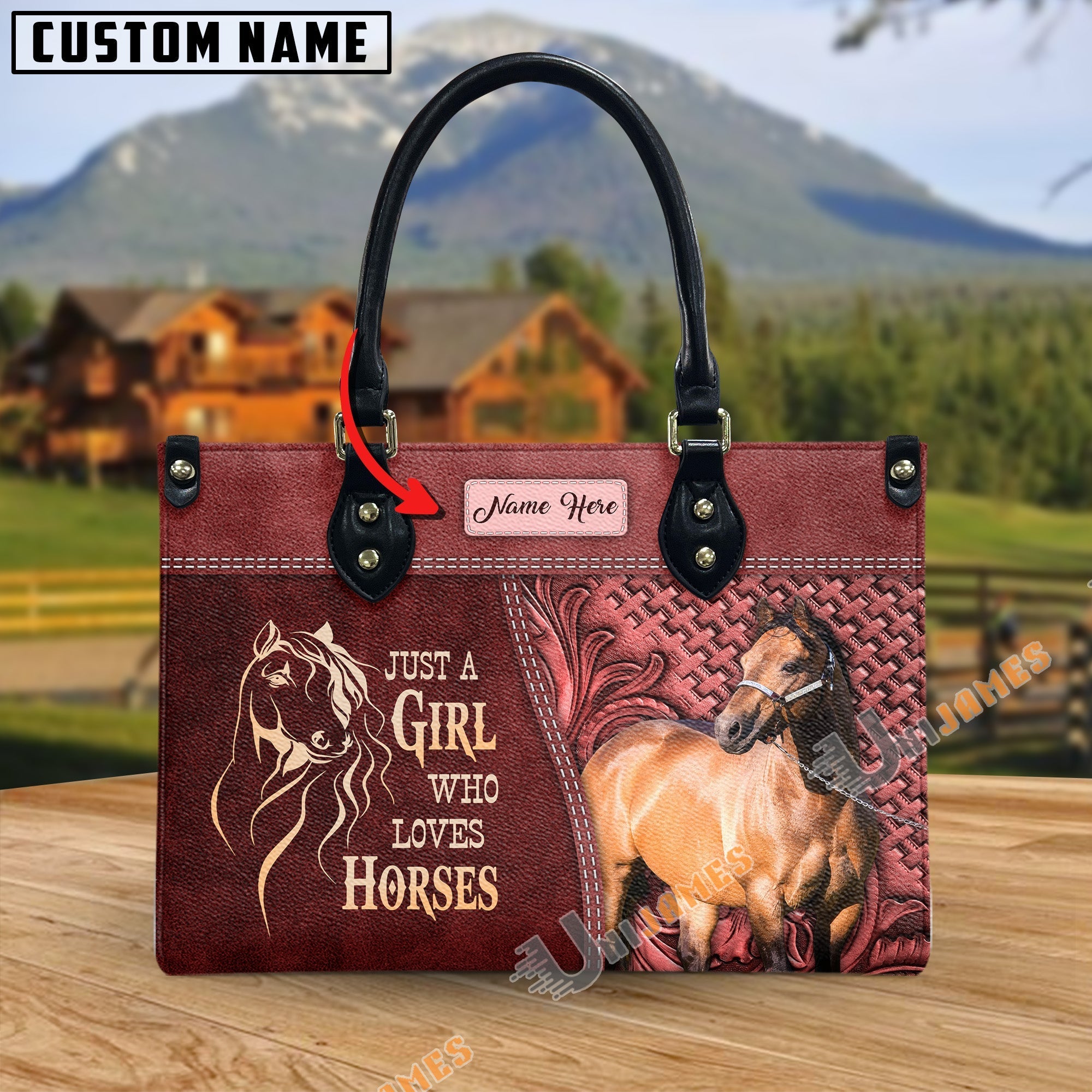 Just A Girl Who Loves Horses Personalized Leather Bag